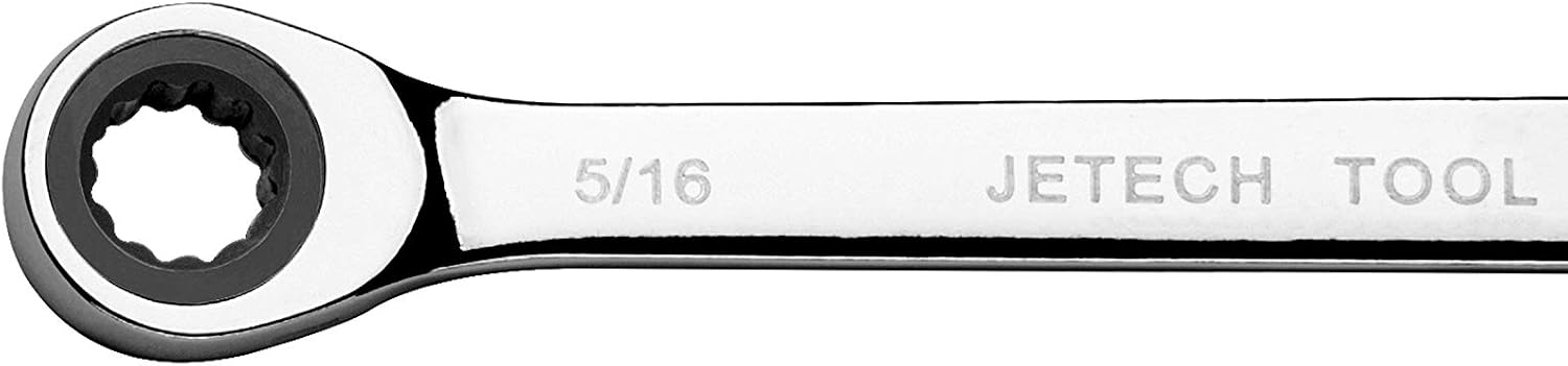 Jetech 5/16" x 11/32" Double Box End Ratcheting Wrench, SAE 72-Tooth Ratcheting Wrench, Forged Cr-V Steel, Heavy Duty for Automotive & Repairs