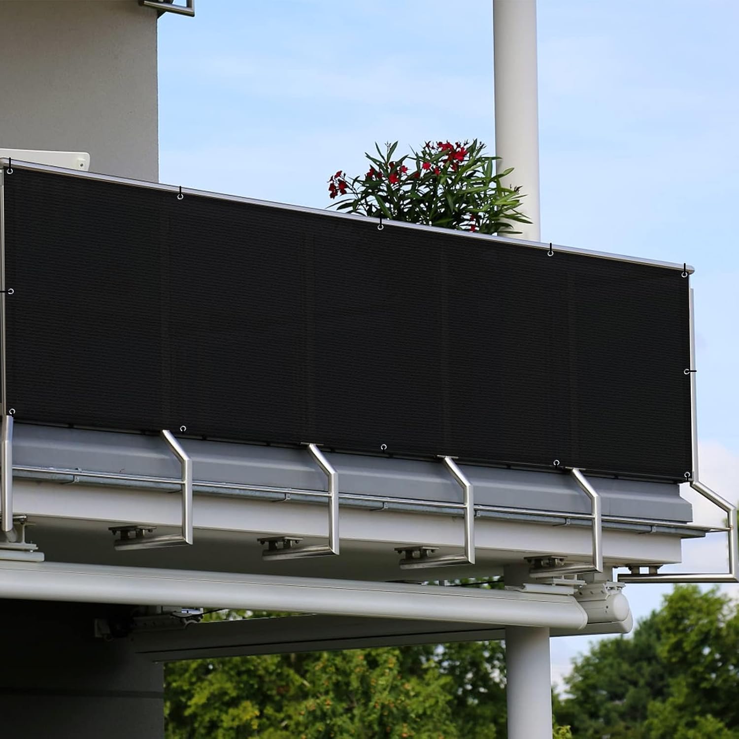 SUNLAX 3'x10' Black Balcony Privacy Screen Fence Windscreen 90% UV Block
