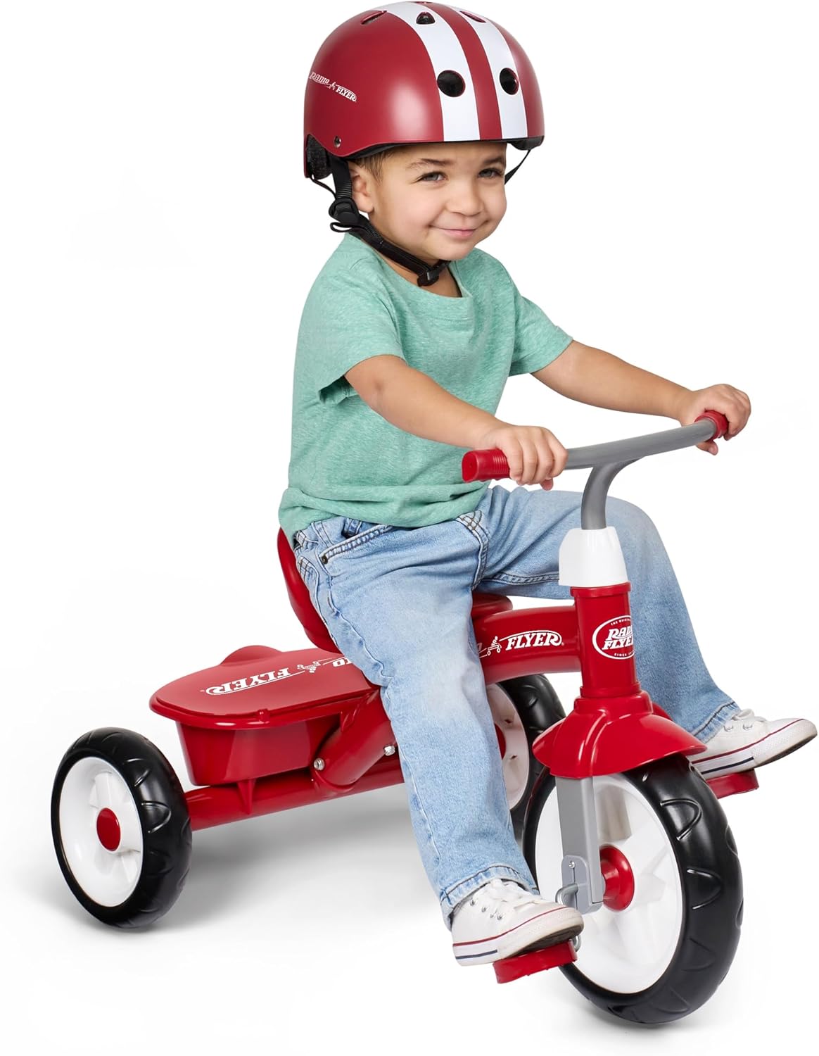 Radio Flyer Red Rider Trike, for Ages 2.5-5, Toddler Tricycle | Quiet Ride Wheels, Comfort Grip Handlebars, Easy Carry Seat Handle, Covered Storage Bin, (Amazon Exclusive)