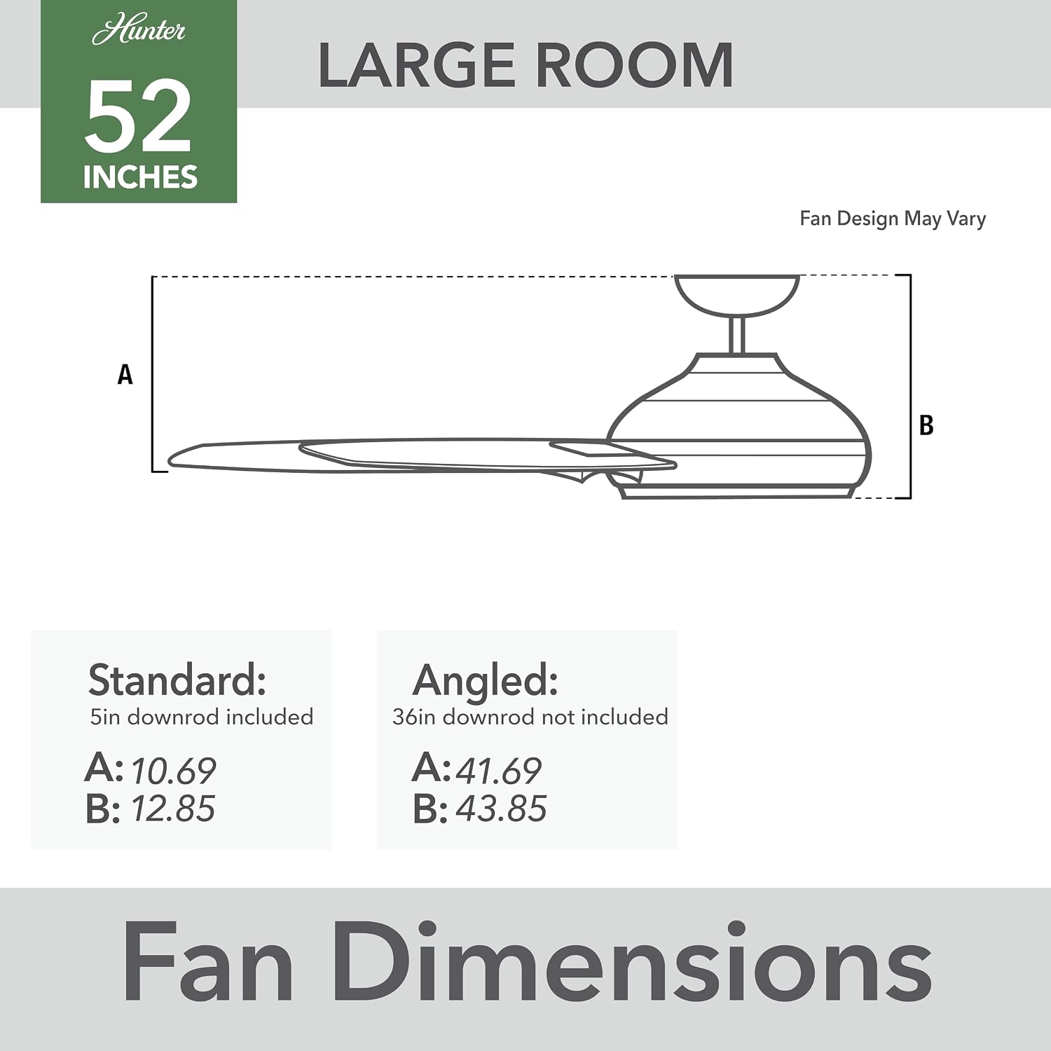 Hunter Cassius, Outdoor or Indoor, Ceiling Fan, 44 inch, Matte Black