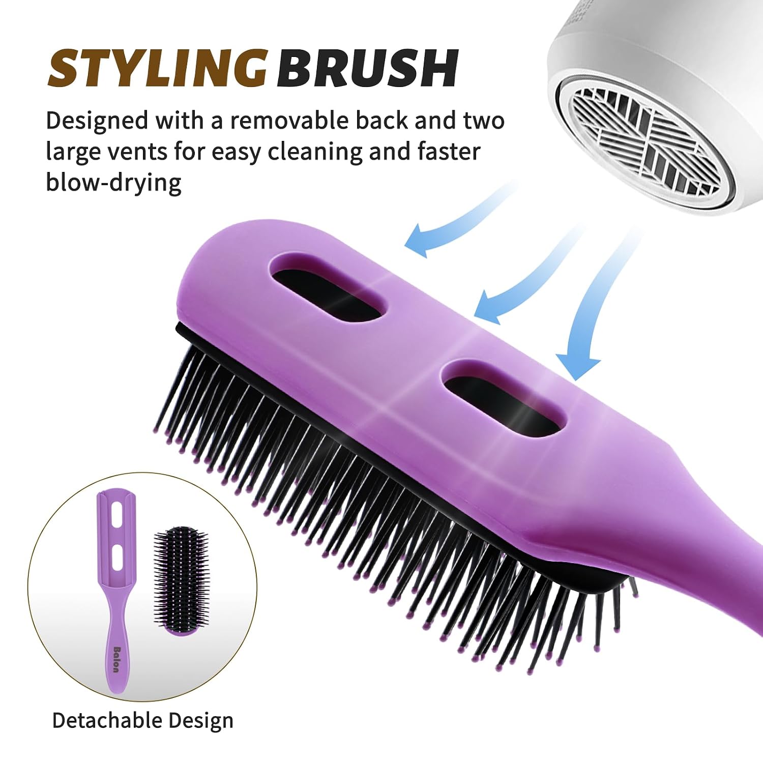 Hair Brush for Men and Women, 4Pcs Brush and Comb Set Detangling All Hair