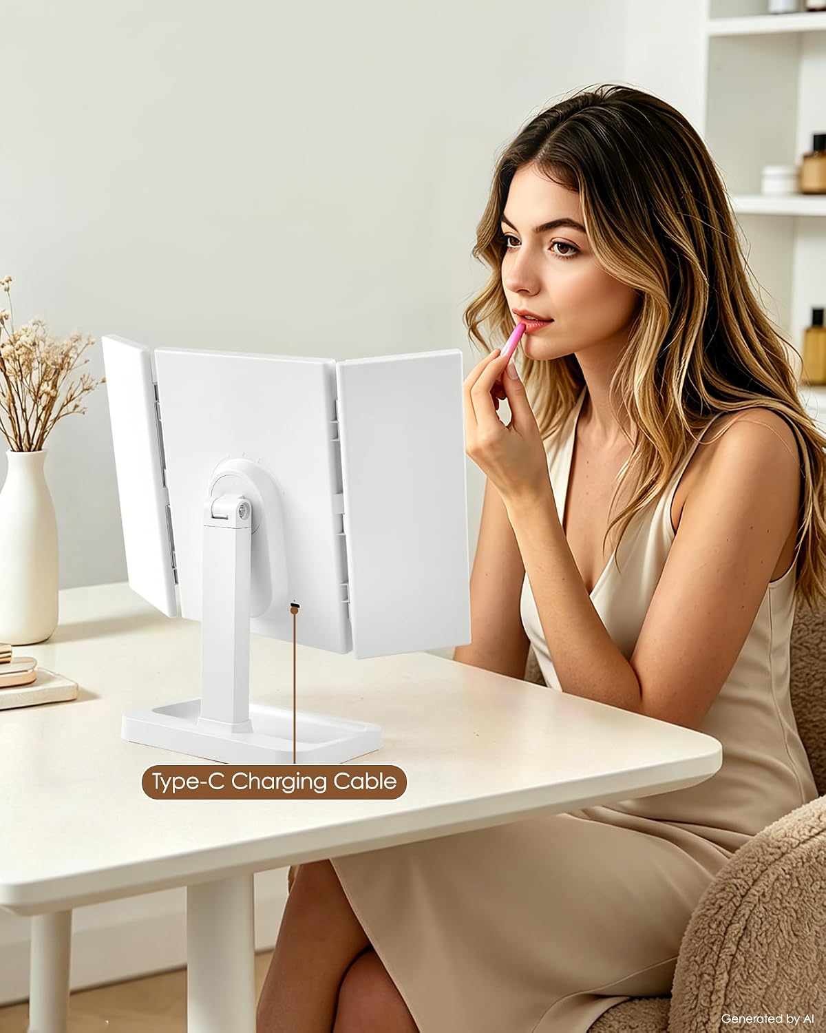 BWLLNI Lighted Makeup Mirror, White Vanity Mirror with Lights,9 LED Bulbs