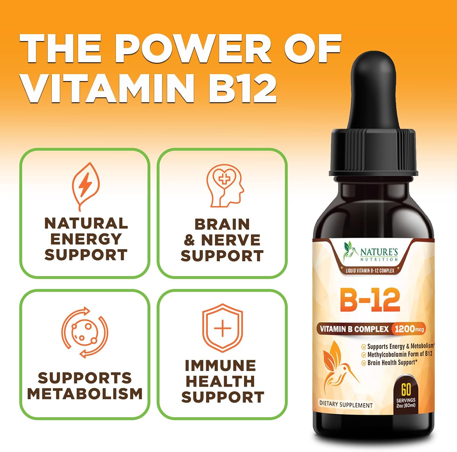 Vitamin B12 Drops - Extra Strength Methylcobalamin Super B Complex - B-12 Liquid Drops for Immune Support, Energy