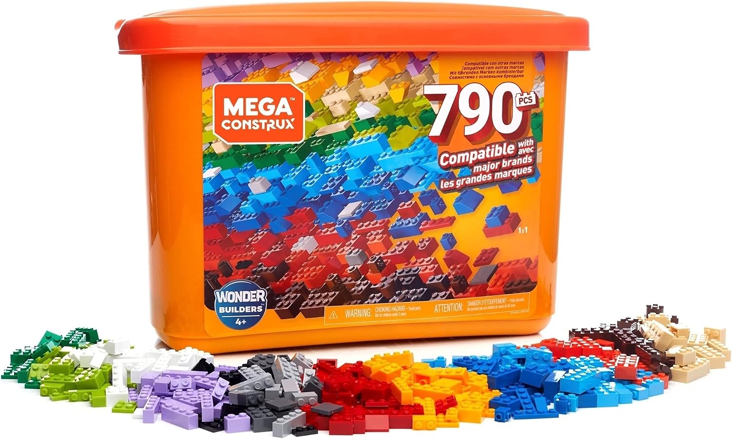 Mega Construx Open-Ended Play Brick Box for Ages 4+ (Building Toys for Creative Play - 790 Pieces), Multicolor (GJD24)