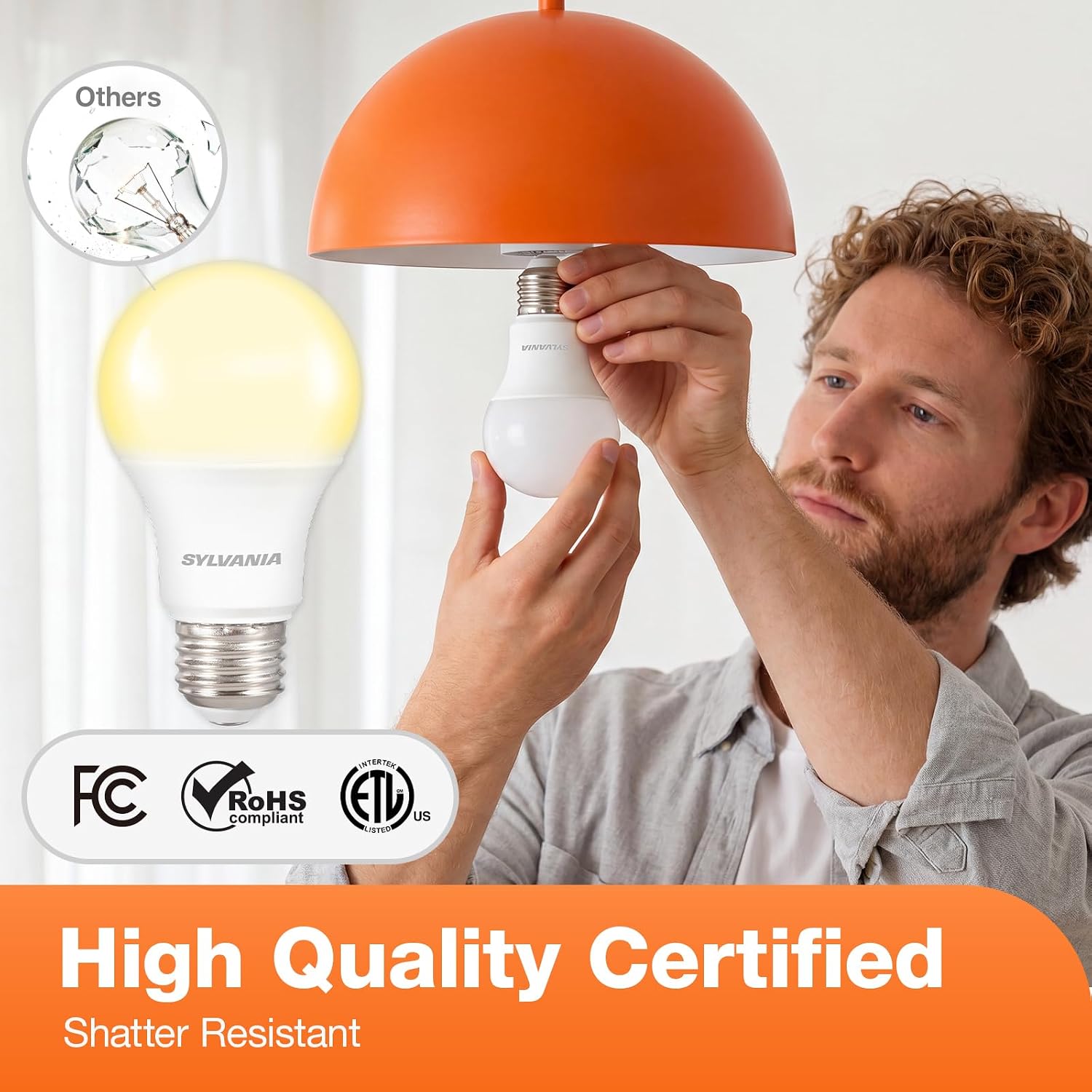 Sylvania LED A19 Light Bulb, 100W = 14W, Non-Dimmable, Frosted Finish, 1500 Lumens, 2700K, Soft White - 4 Pack (78101)