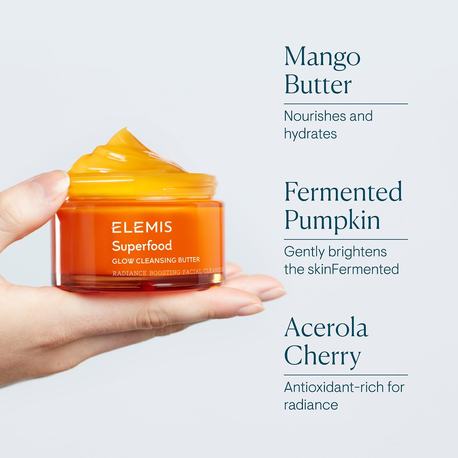 ELEMIS Superfood AHA Glow Cleansing Butter, Daily Facial Cleanser/Mask Removes Makeup, Cleanses & Helps to Brighten, Nourish, and Hydrate Skin