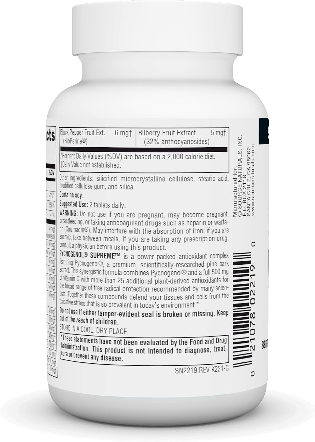 Source Naturals, Pycnogenol Supreme - 60 Tablets | Berry & Botanical Antioxidant Complex*