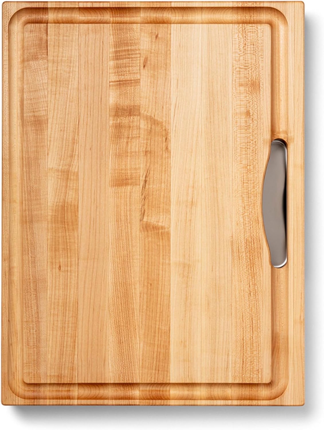 John Boos Newton Prep Master Series Rectangular Wooden Maple Cutting Board 15”x14” – 2.25” Thick, 14-lb Reversible Butcher Block with Catch Pan, Sloped Juice Groove & Edge-Grain – Made in the USA
