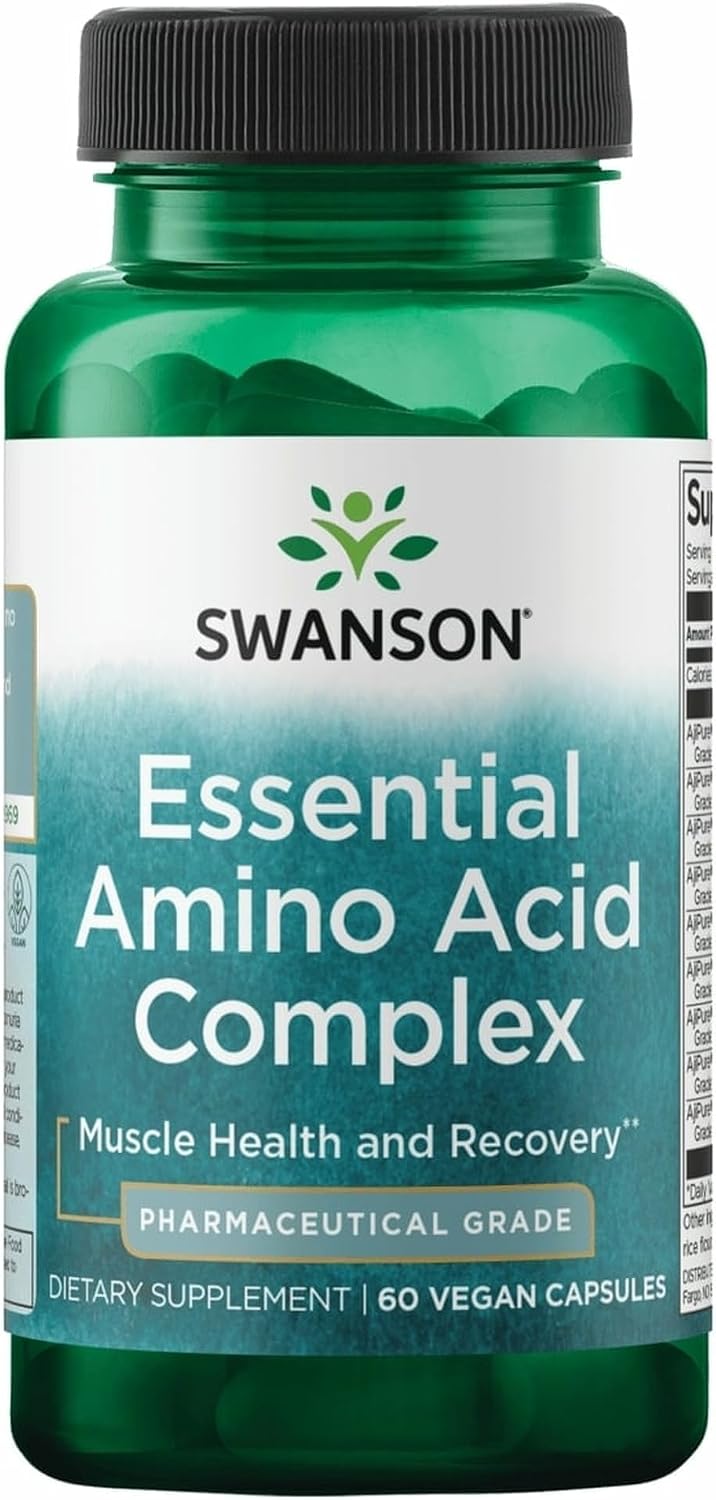 Swanson AjiPure 9 Essential Amino Acid Formula, 60 Veg Capsules | Comprehensive Formula with All 9 Essential Amino Acids for Peak Fitness Support, Promotes Muscle Health and Recovery