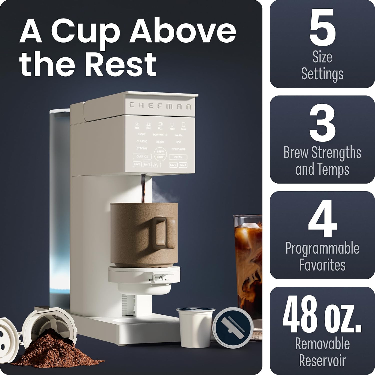 Chefman 12-Cup Programmable Coffee Maker, Electric Brewer, Auto Shut Off, Digital Display w/Auto-Brew Function, Anti-Drip Pot