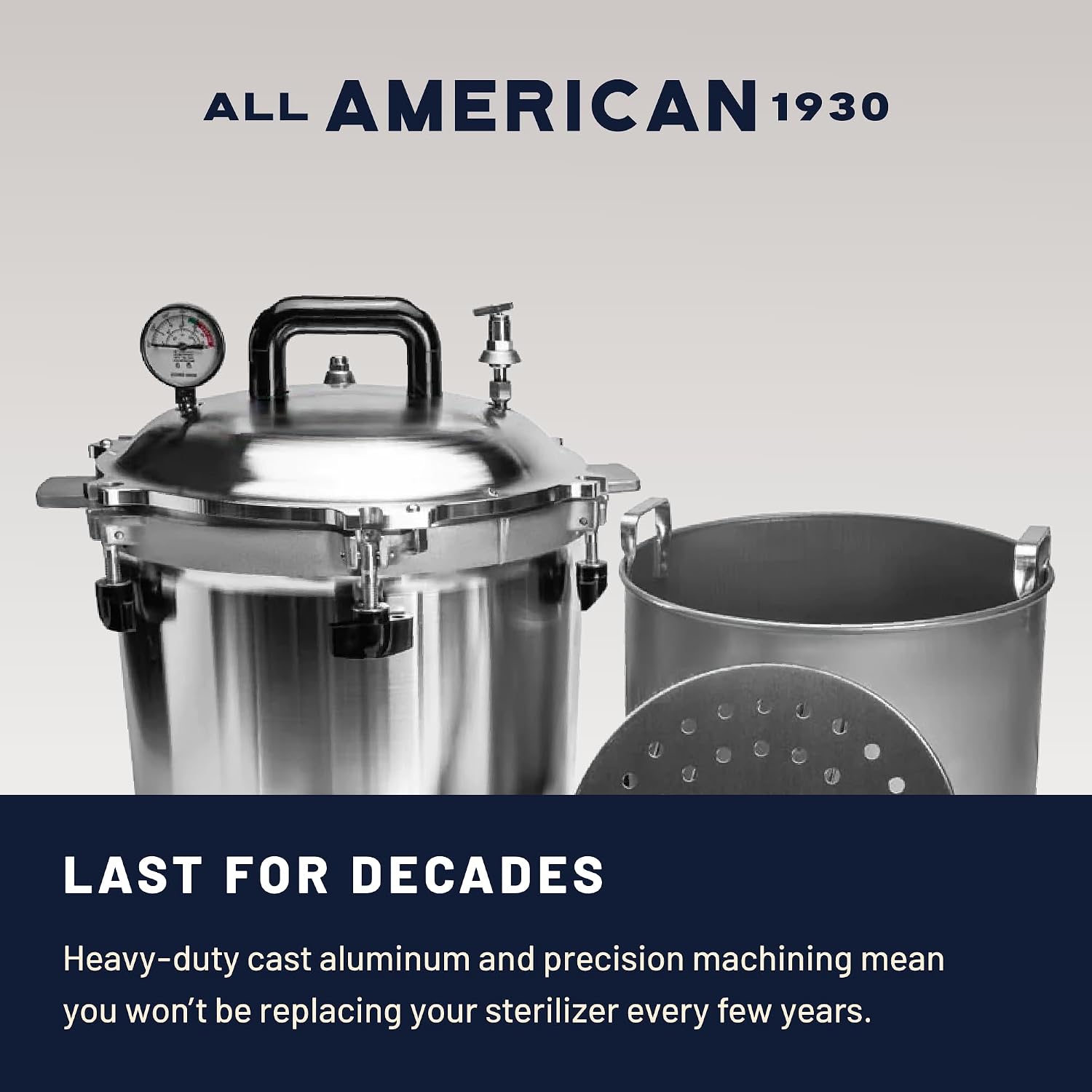 All American 1930 1941X Sterilizer - 41 qt - Non-Electric Sterilizer - Suitable for Any Heat Source - Includes Rack - Made in the USA