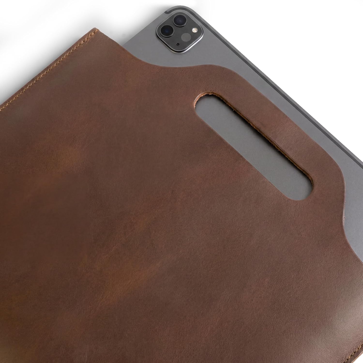 Hide & Drink, Flat Handbag, Minimalist Style Carry-On Bag, Thin Portfolio, Classic Document Holder, Travel Accessory, Full Grain Leather, Handmade