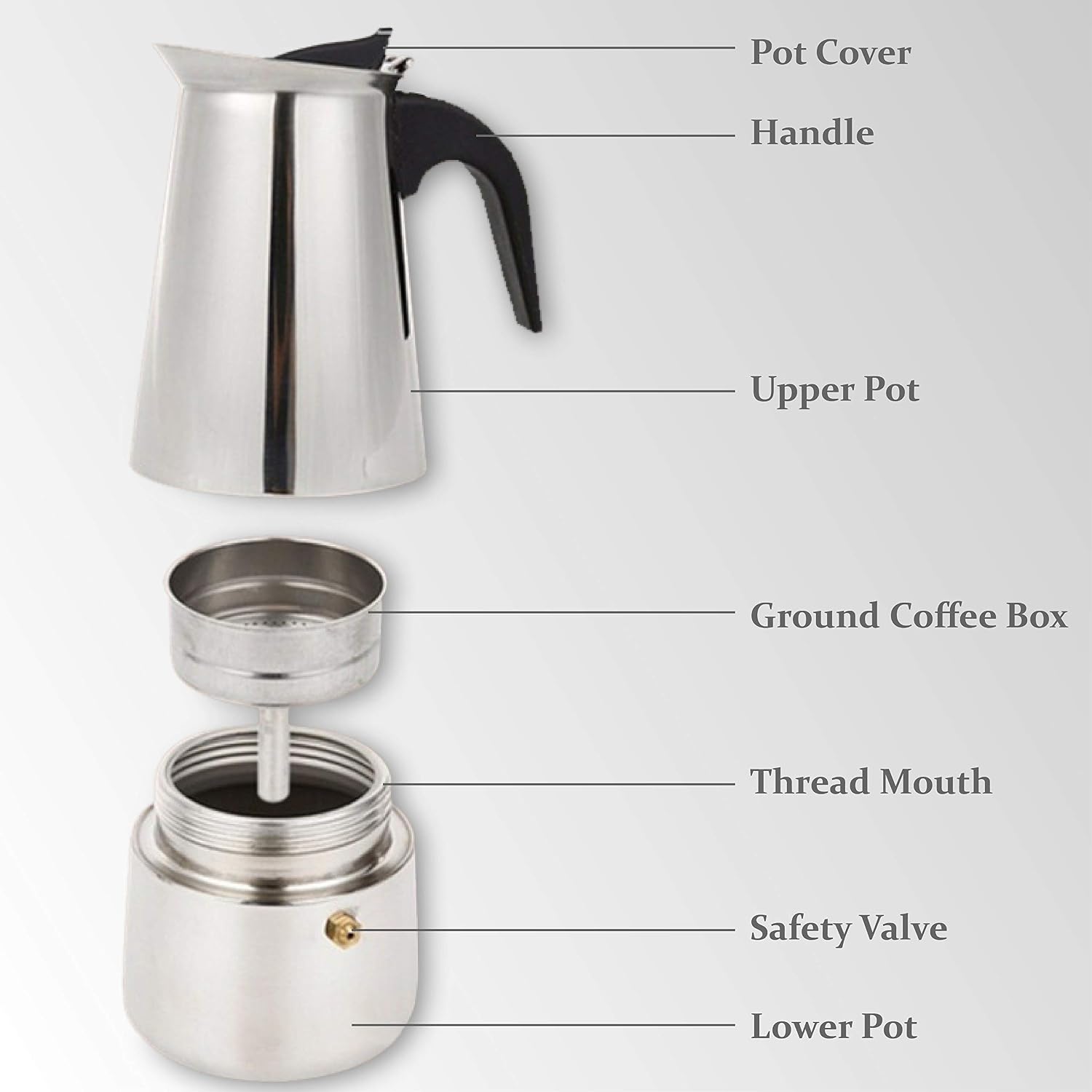 elabo Stainless Steel Moka Pot, Stovetop Espresso Maker Machine 10 Cups