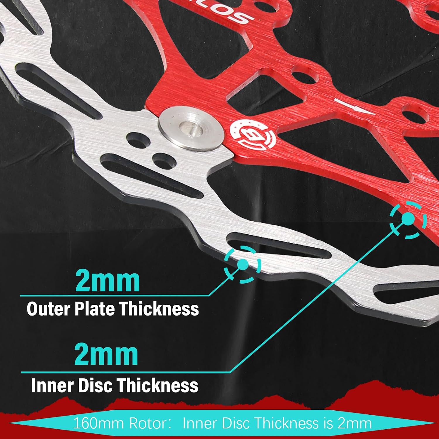 BUCKLOS 160mm 180mm 203mm Floating Disc Brake Rotor, Stainless Steel MTB Brakes Rotors with 6PC Bolts