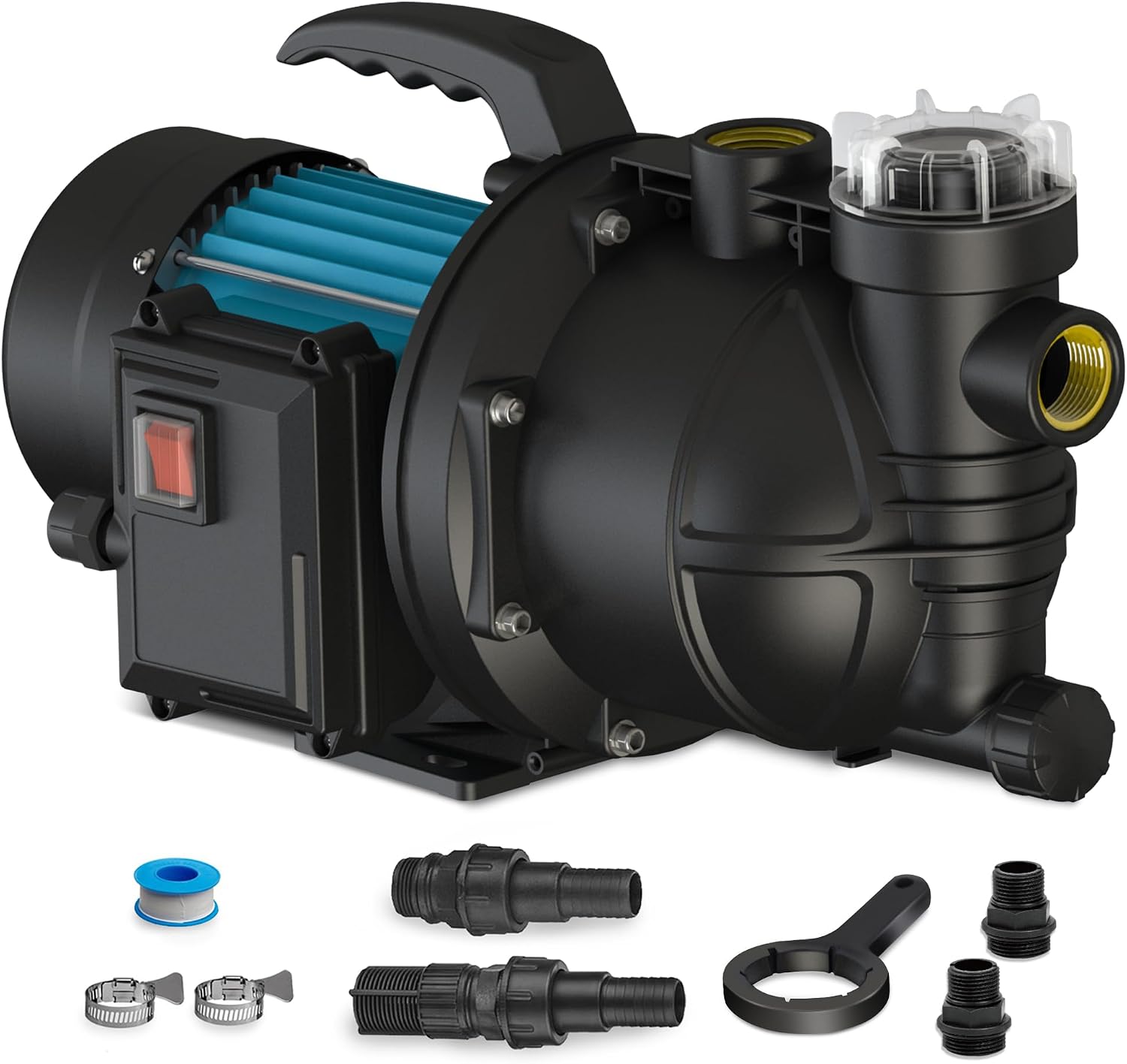 1HP Portable Garden Transfer Pump, 900GPH Electric Sprinkler Booster Pump, Shallow Well Jet Pump for Home Lawn Irrigation and Water Draining