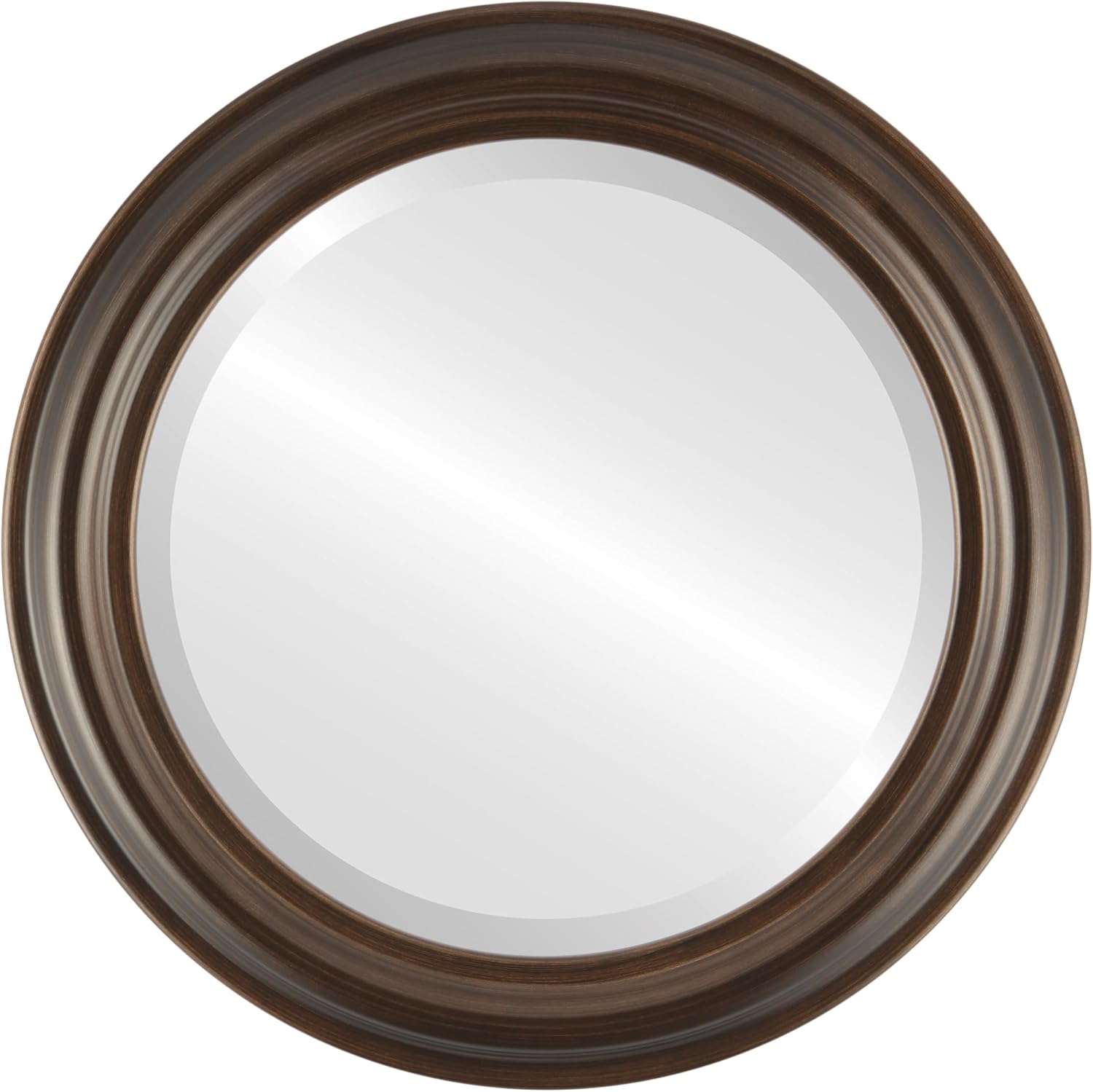 OVALCREST Round Beveled Wall Mirror for Home Decor - Philadelphia Style - Rubbed Bronze - 22x22 Outside Dimensions