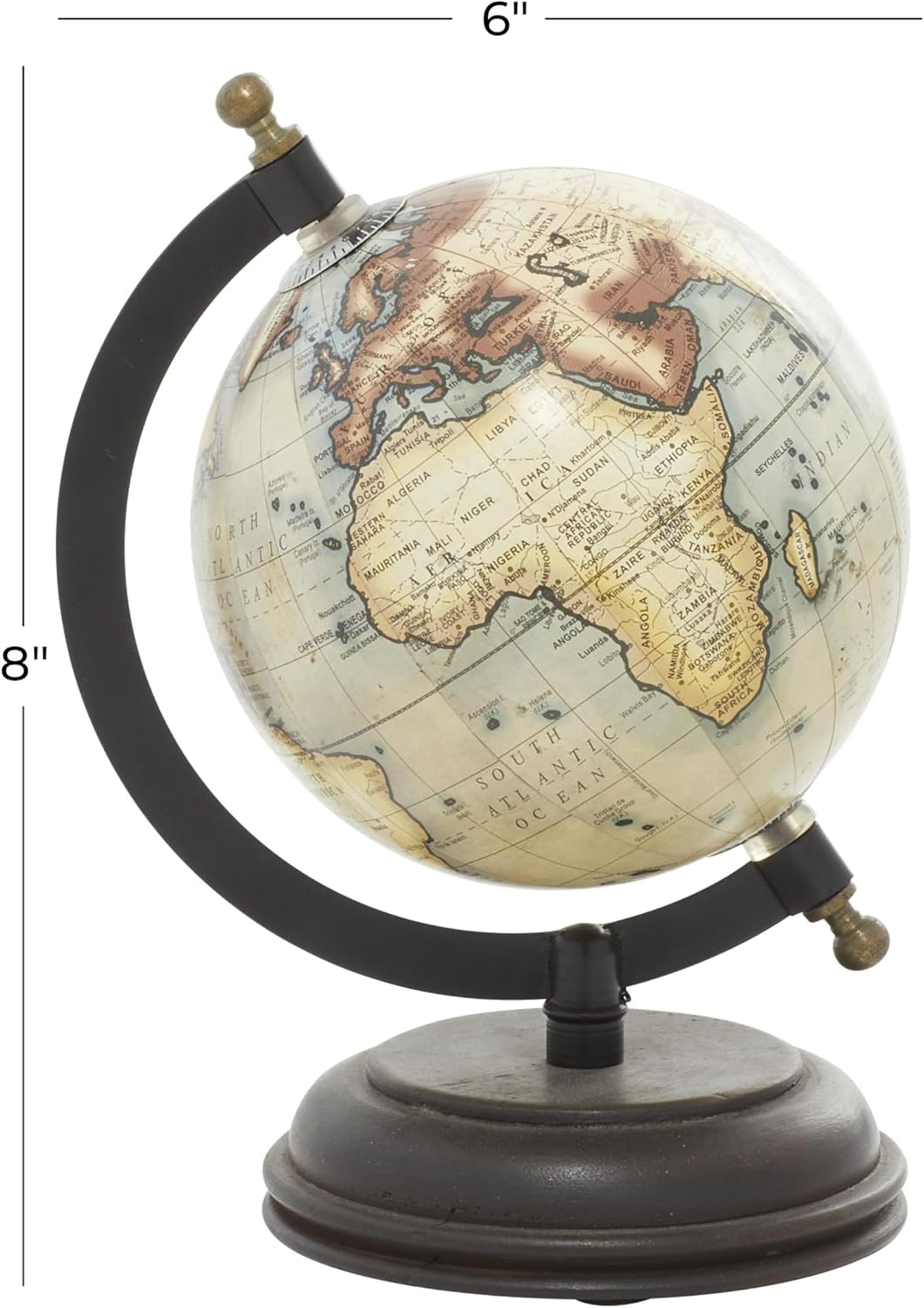 Deco 79 Mango Wood Globe, 6" x 5" x 8", Cream