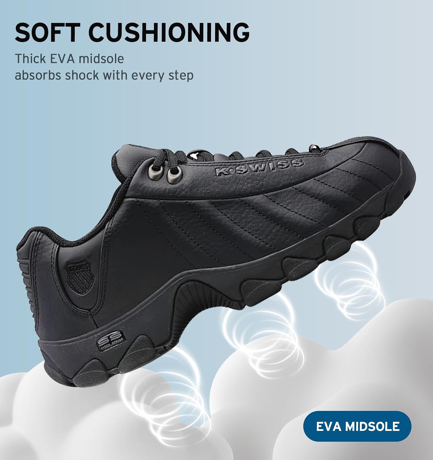 K-Swiss Men's ST329 CMF Sneaker, Wide Tennis Walking Shoes Leather Upper | Court Inspired, Tennis Heritage, Comfort Soft Cushioning, Arch Support, Wide Feet Fit, Chunky Silhouette, Classic Style.