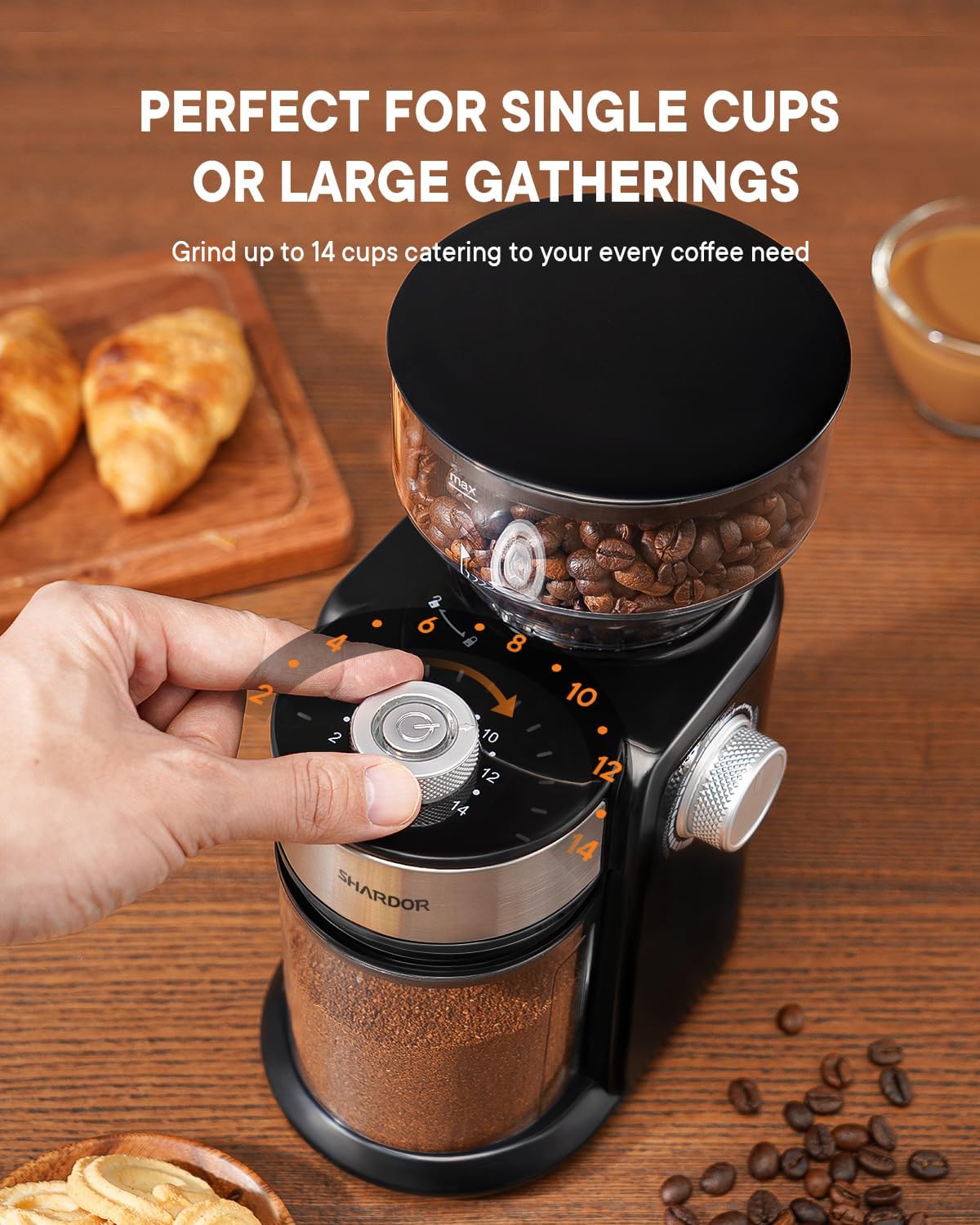 SHARDOR Electric Burr Coffee Grinder 2.0, Automatic Coffee Bean Grinder for Home Use