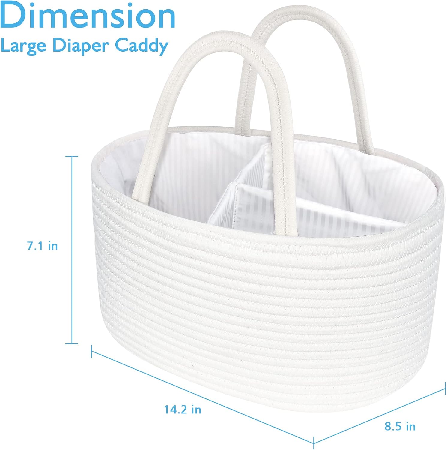 ABenkle Diaper Caddy Organizer - Cotton Rope Nursery Storage Basket for Baby Essentials, Boys & Girls Shower Gift, Changing Table Organizer