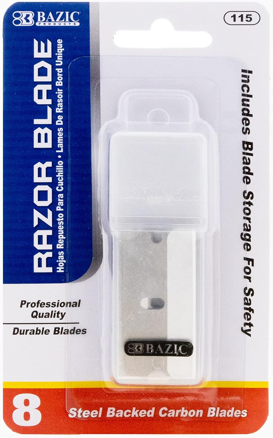 BAZIC Products Razor Replacement Blades in Tube, 8 Ct | drop into compatible utility knives and cutters