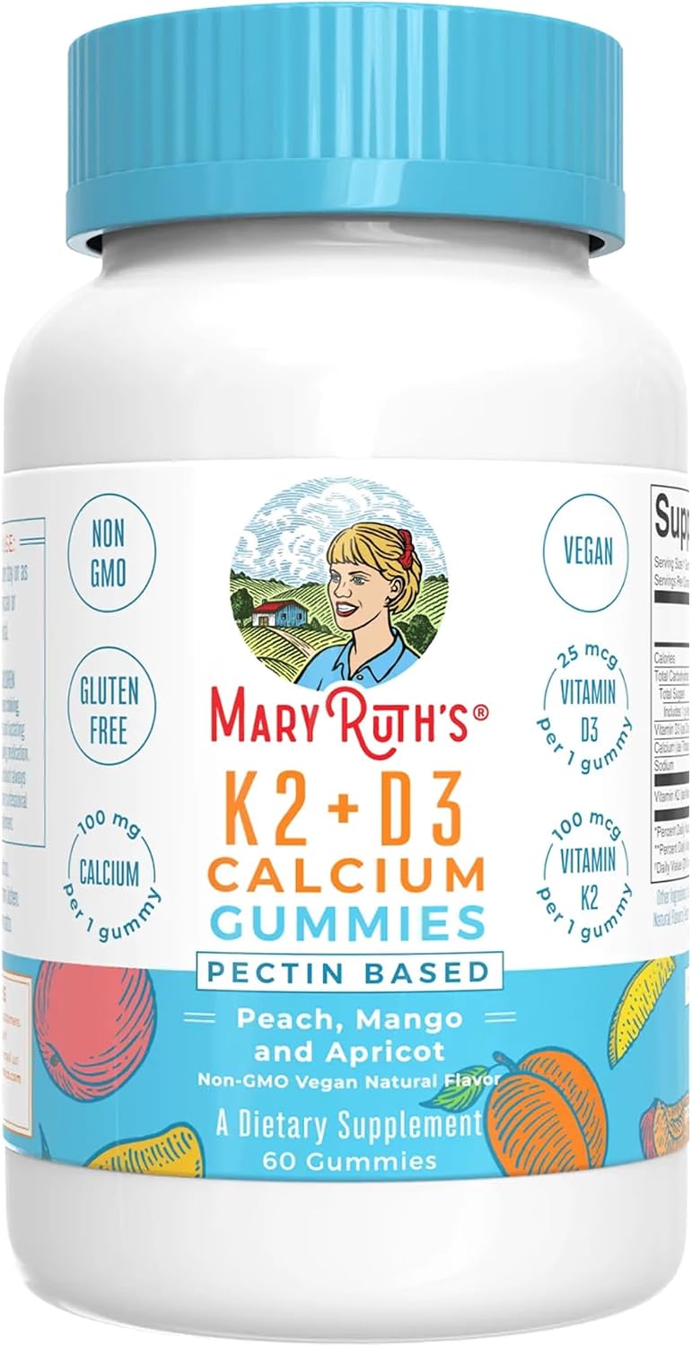 MARYRUTH'S Vitamin D3 K2 Calcium Gummies, Bone Health, 2 Month Supply, 60ct | 2 Month Supply, Supports Bone Health & Joint Support