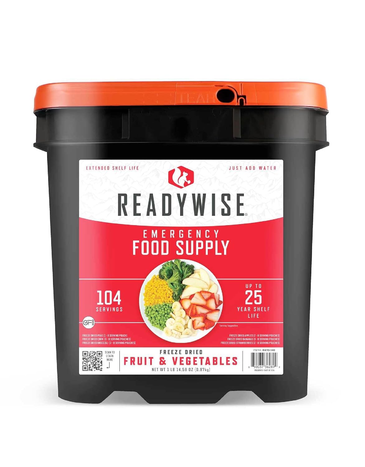 ReadyWise Emergency Food Supply - 132 Servings, Survival Bucket, Dehydrated & Freeze Dried Protein Meals, Camping Essentials, Ready to Eat Disaster Prepping Supplies,up to 25 Year Shelf Life