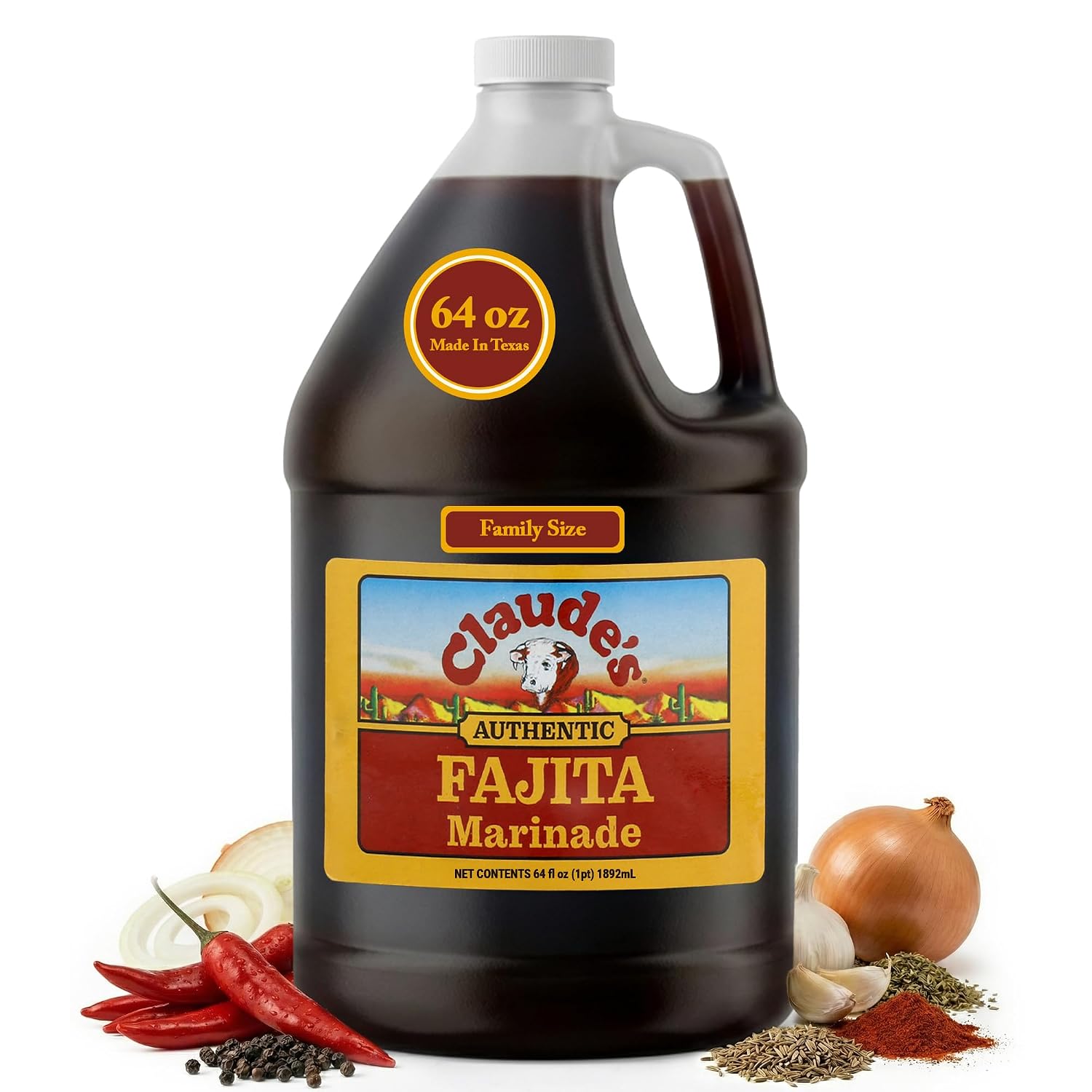 Claude's BBQ Brisket Marinade Sauce, Gluten Free Texas Style, 128 oz | Restaurant-size gallon of smoky Texas tenderizing brisket marinade - all natural & gluten free.