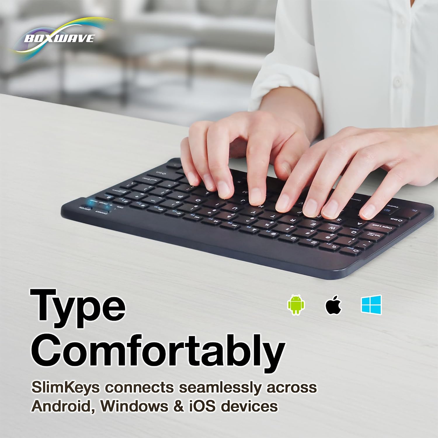 BoxWave Keyboard Compatible with Motorola Bravo MB520 - SlimKeys Bluetooth Keyboard, Portable Thin with Chiclet-Style Keys - Jet Black