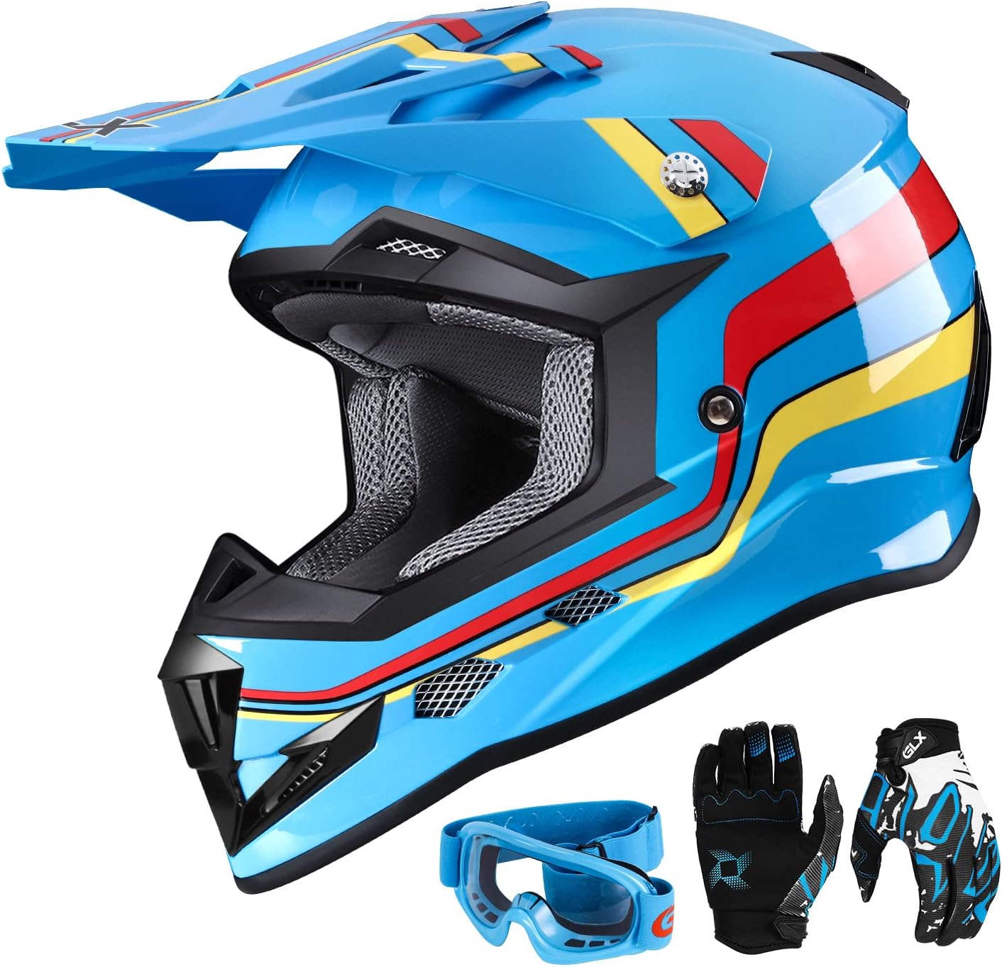 GLX GX623 Youth ATV & Dirt Bike Helmet Combo, DOT | Adult-Level Safety for Kids: Premium, full-grown protection engineered into a comfortable, youth-sized package