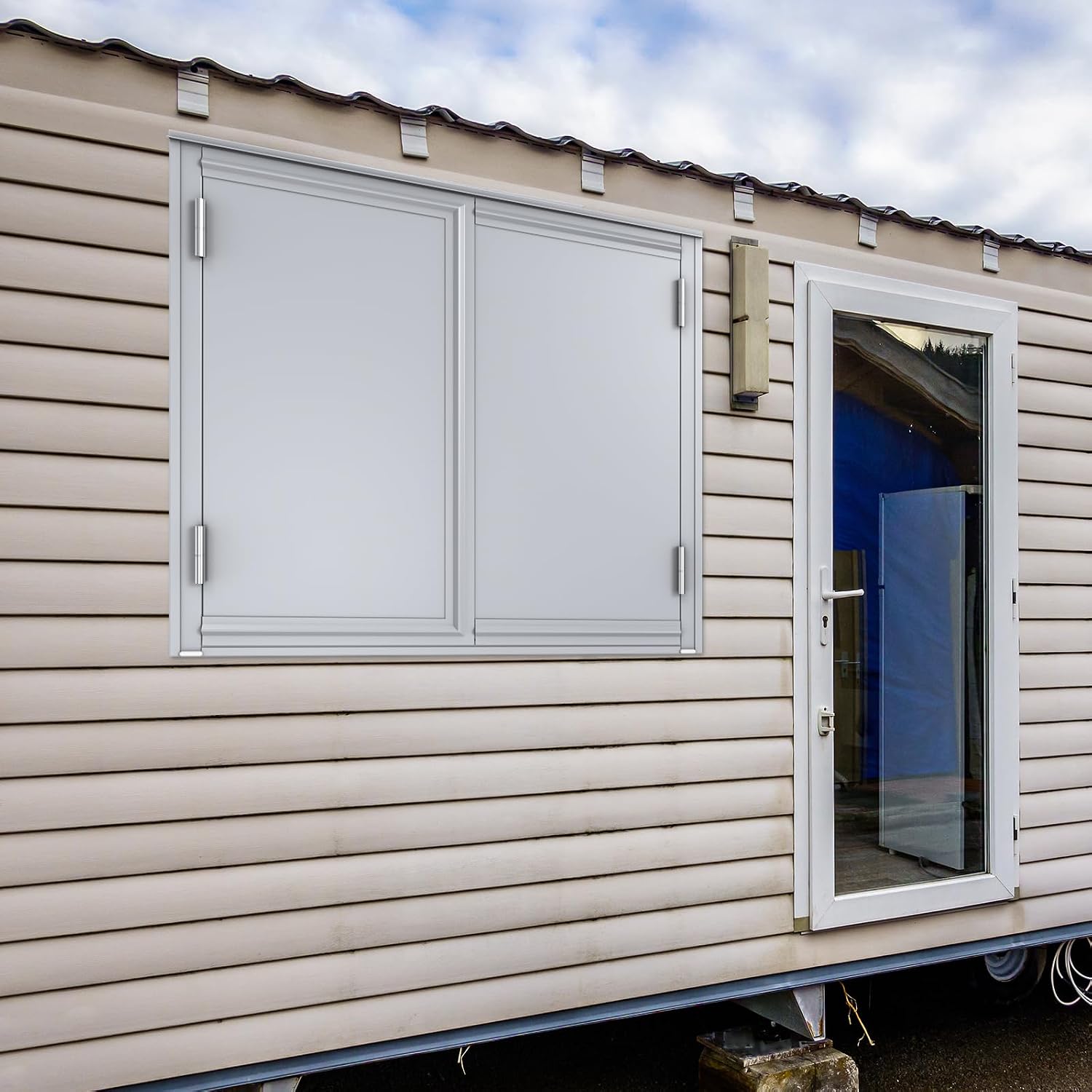 VIZ-PRO Anti-Vandal Window Shutters, 41" x 41 3/4", Heavy-Duty Security Window