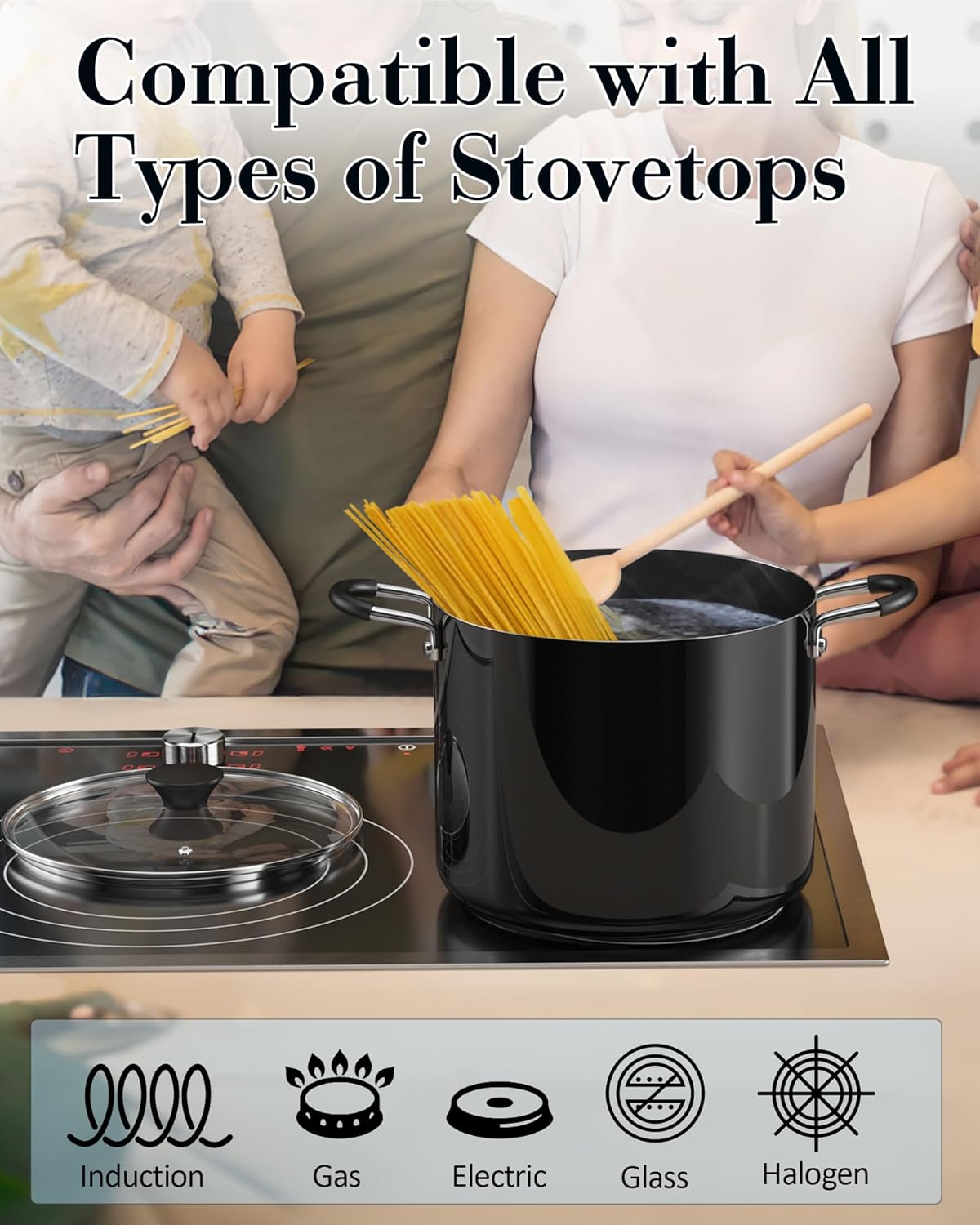 Cook N Home 10.5 Quart Non Stick Stock Pot with Lid, Large Pots for Cooking
