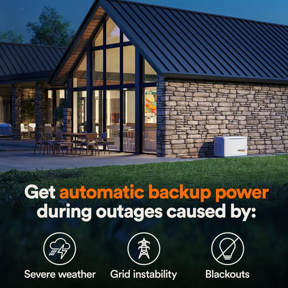 Generac Guardian 10kW Home Generator, Transfer Switch & WiFi Monitoring