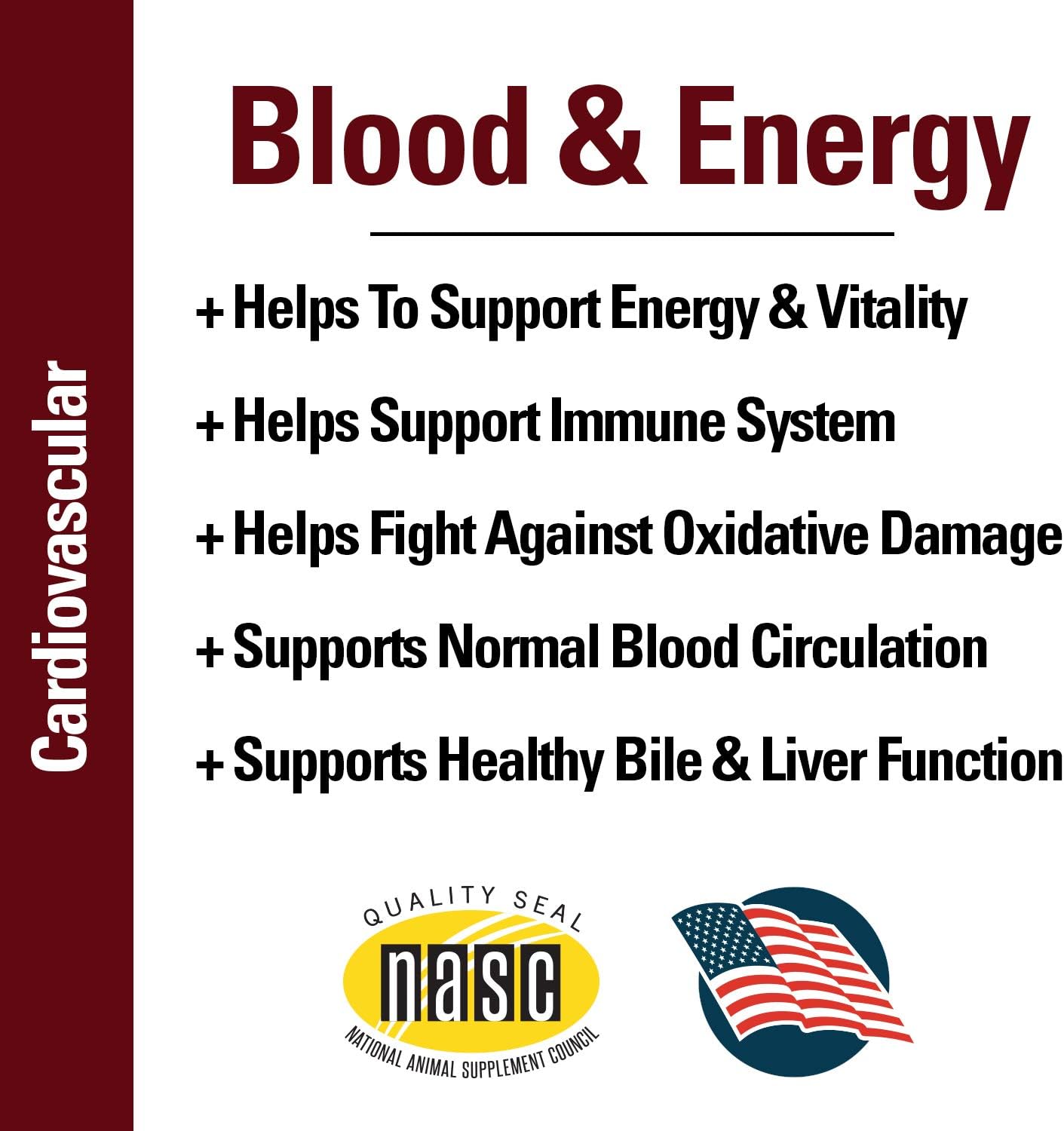 Blood & Energy Dog Supplement – Pet Health Supplement for Dogs – Supports Canine Endurance – Includes Spirulina, Yellow Dock