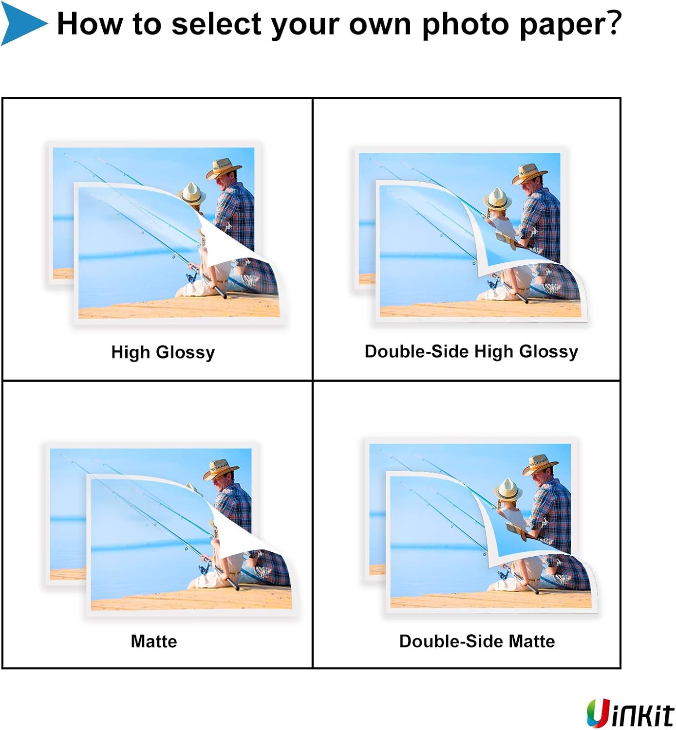 Uinkit 11 x 17 Thick Photo Paper Glossy 11x17 60Sheets 62lb Inkjet Heavyweight 230gsm Gallery show Brochure Pictures Funeral Bulletin Obituary