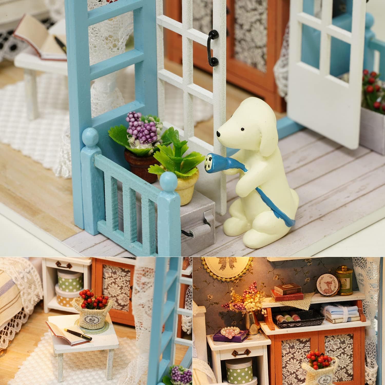 DIY Miniature House Kit with Furniture for Kids Teens Adults Aged 14+ | 1:24 Scale Wooden Mini Doll House Accessories Creative Room Book Nook(Forest Times)