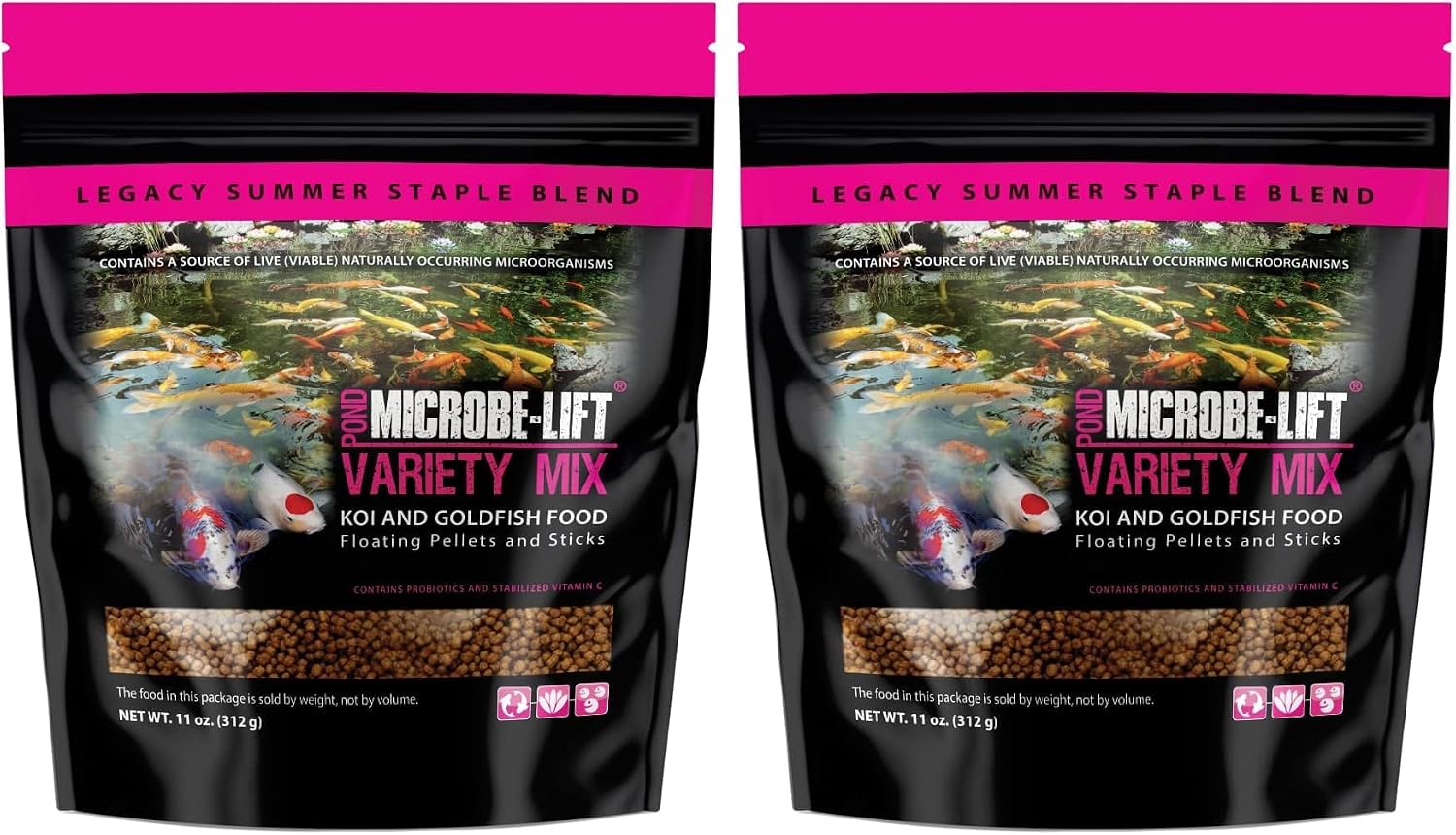 MICROBE-LIFT MLLVMXL Variety Mix Floating Fish Food Pellets and Sticks for Ponds, Water Gardens, and Fountains, for Live Goldfish and Koi, 14.5 Pounds