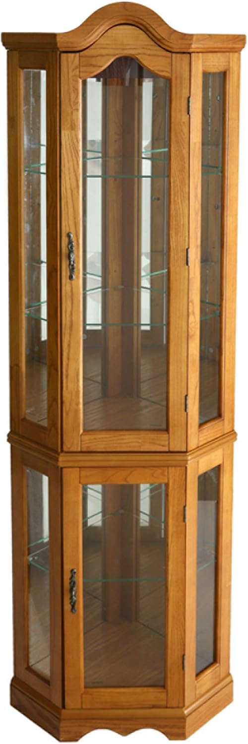 Home Decorators Collection Vitric Lighted Curio, 70" Hx21 Wx16 D, Golden Oak