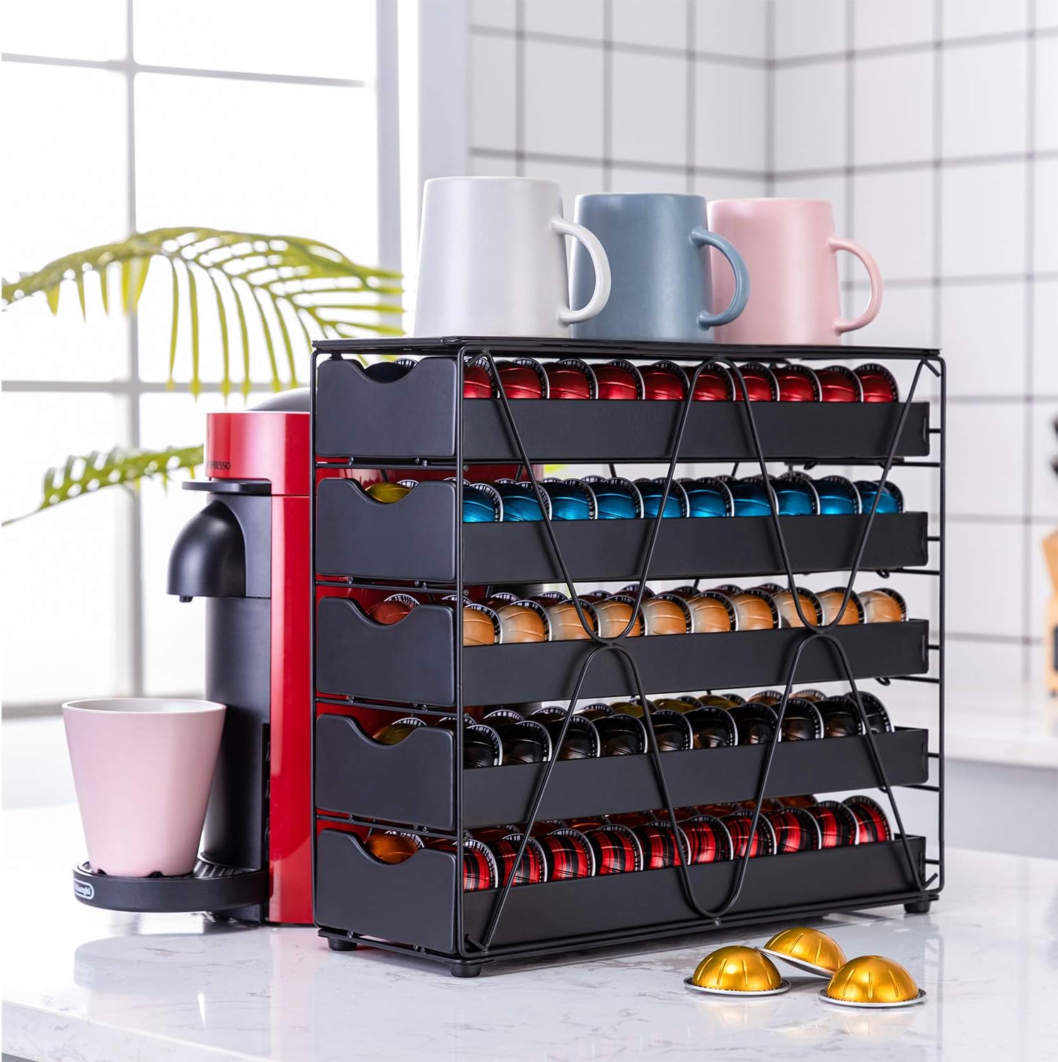 FlagShip Nespresso Vertuo Pod Holder 60 Large Pods Capacity 3 Tier
