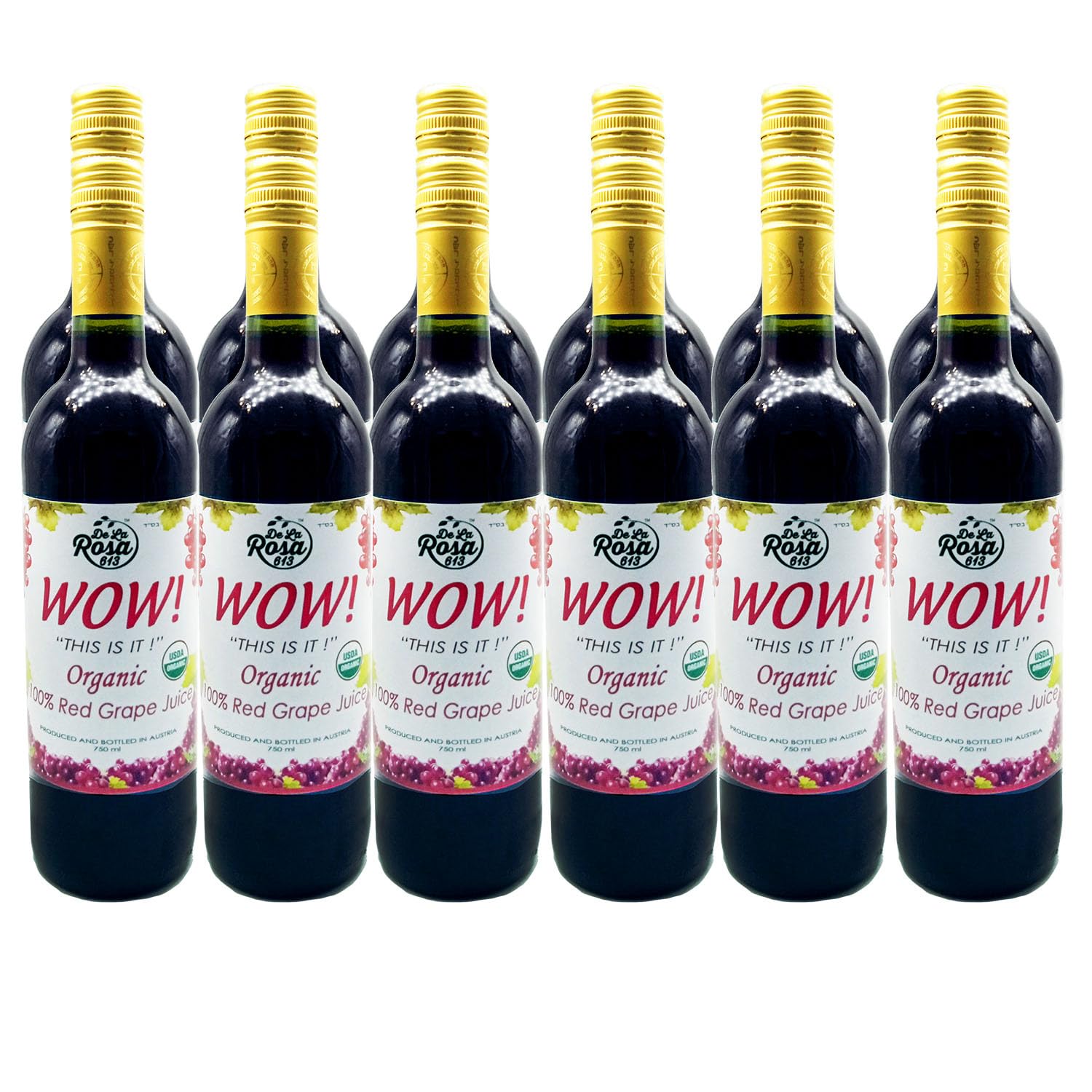 De La Rosa Organic Austrian Kosher Red Grape Juice (25.4 oz - 2pack)