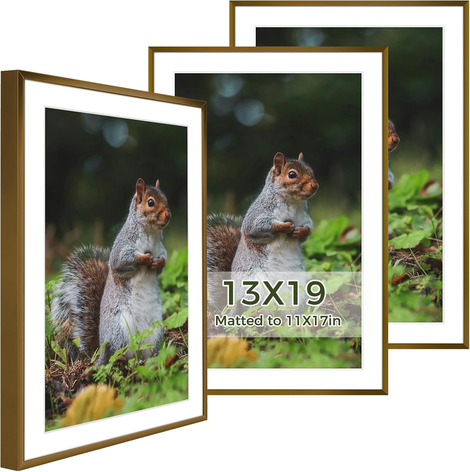 Golden State Art 3 Pack 12x12 Black Aluminum Frames, Real Glass Fronts