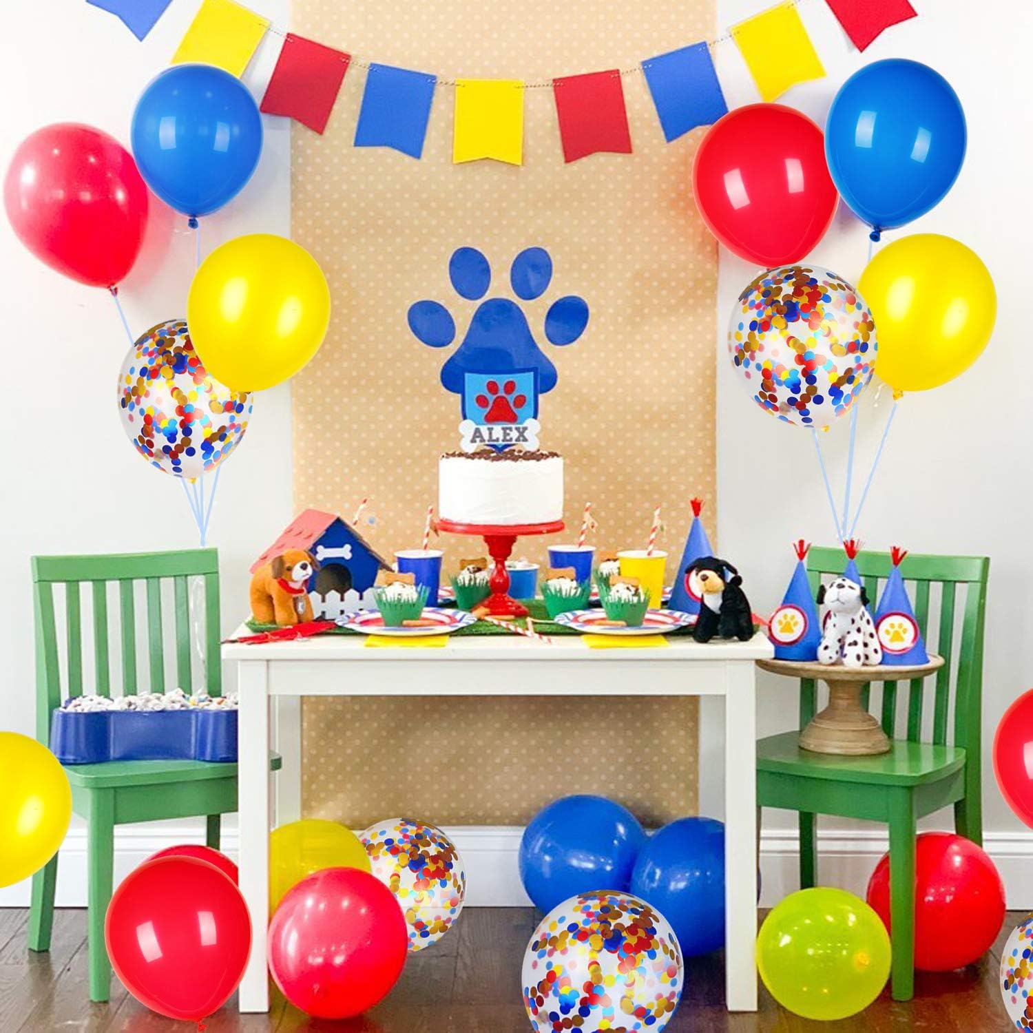 JOYYPOP 80 PCS Red White Blue Balloons 12 in with Confetti for 4th of July