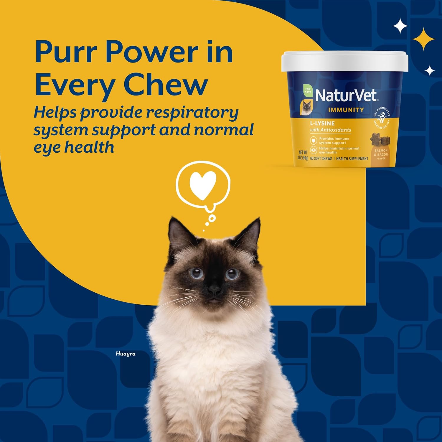 NaturVet L-Lysine Immune Support Plus Antioxidants Cat Supplement - 60 Ct | Support Eye Health, Immune System for Cats, Includes Amino Acids