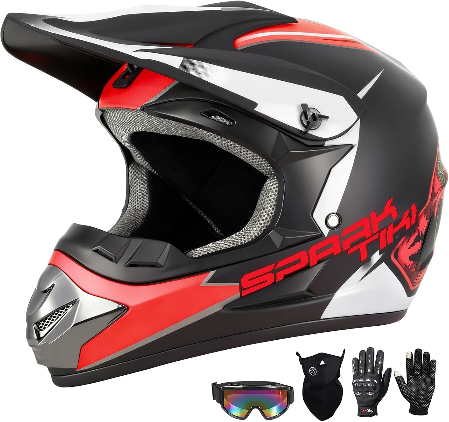 Youth Kids Dirt Bike Motocross Helmet DOT Approved Cool Tiki Graphic