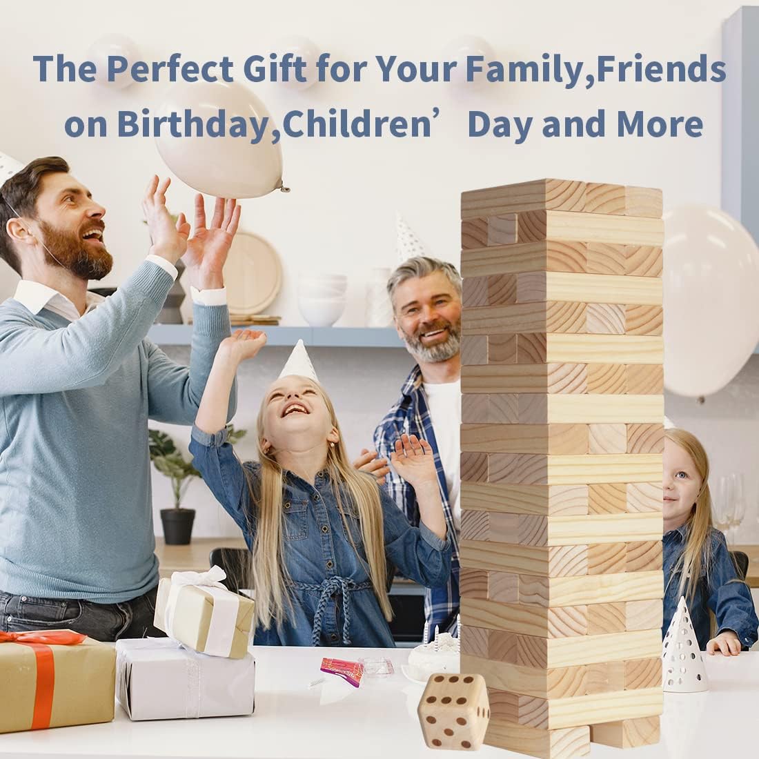 Megwoz Giant Tumble Tower Games for Kids and Adults 57 Blocks New Zealand Pine Wooden Blocks Stacking to Over 4.2FT Family Game for Indoors Outdoors