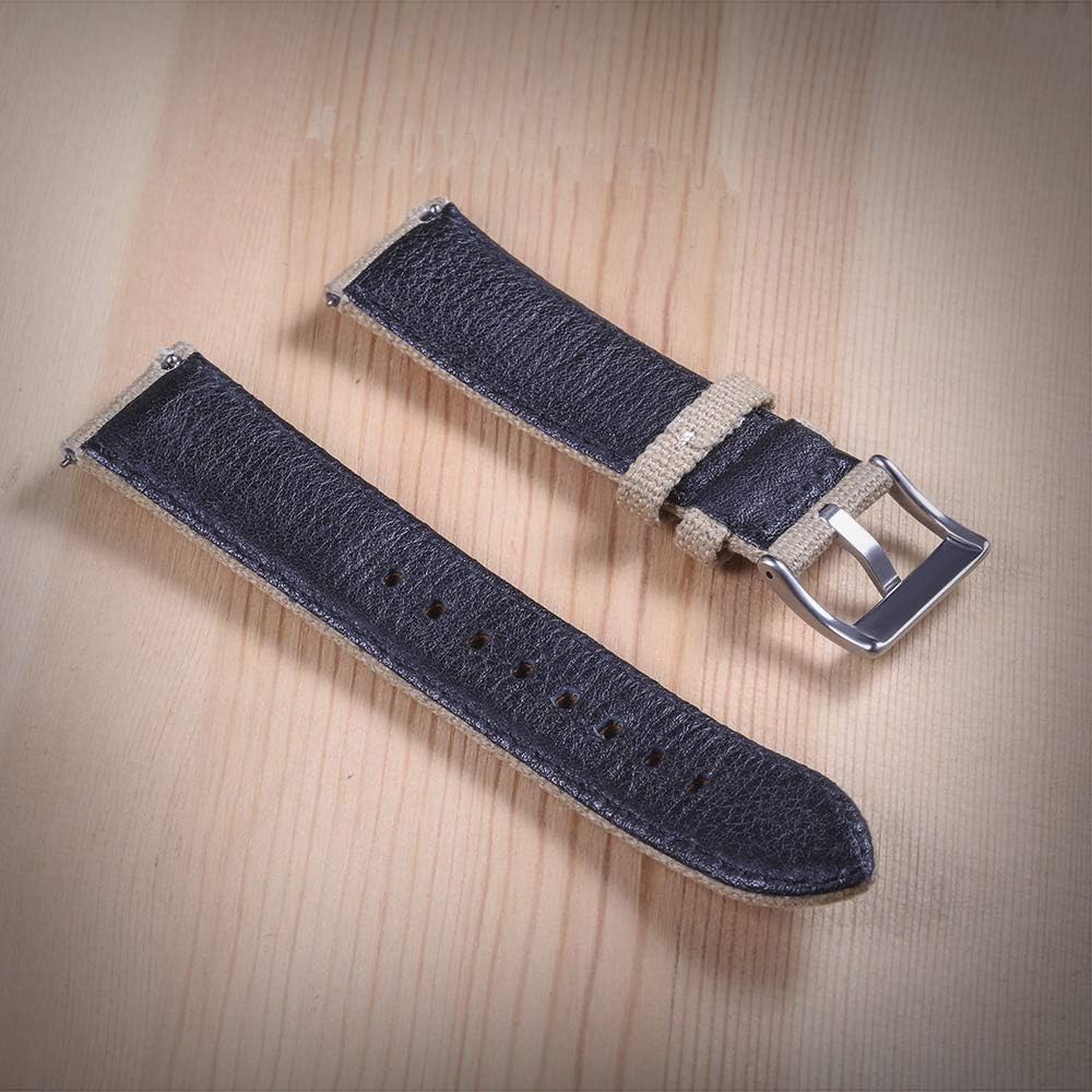 hemsut h Canvas Watch Bands, Quick Release Military Watch Strap, Fabric Replacement 18mm Watch Bands for Men