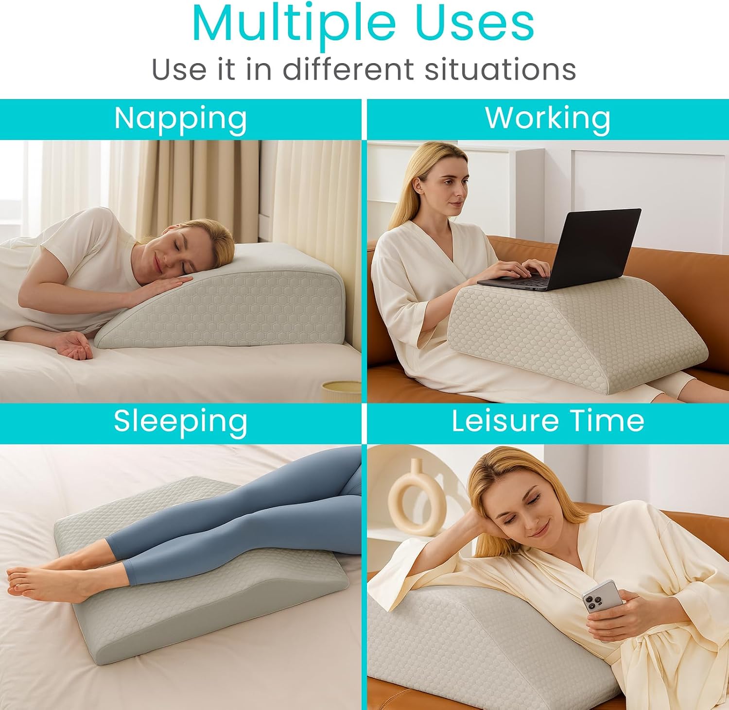 Xtra-Comfort Leg Elevation Pillow for Sleeping, Swelling, Post Surgery - Memory Foam Bed Wedge Pillow- Support Cushion for Pregnancy, Leg