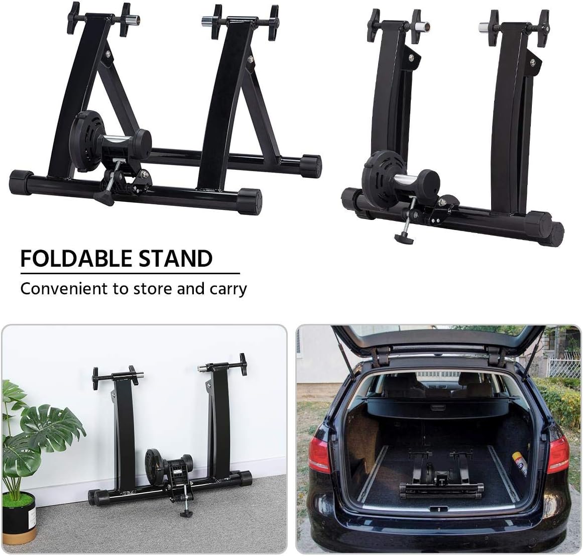 Topeakmart Adjustable Magnetic Bike Trainer Stand for Indoor Riding 26-28in | Quiet magnetic resistance, adjustable levels