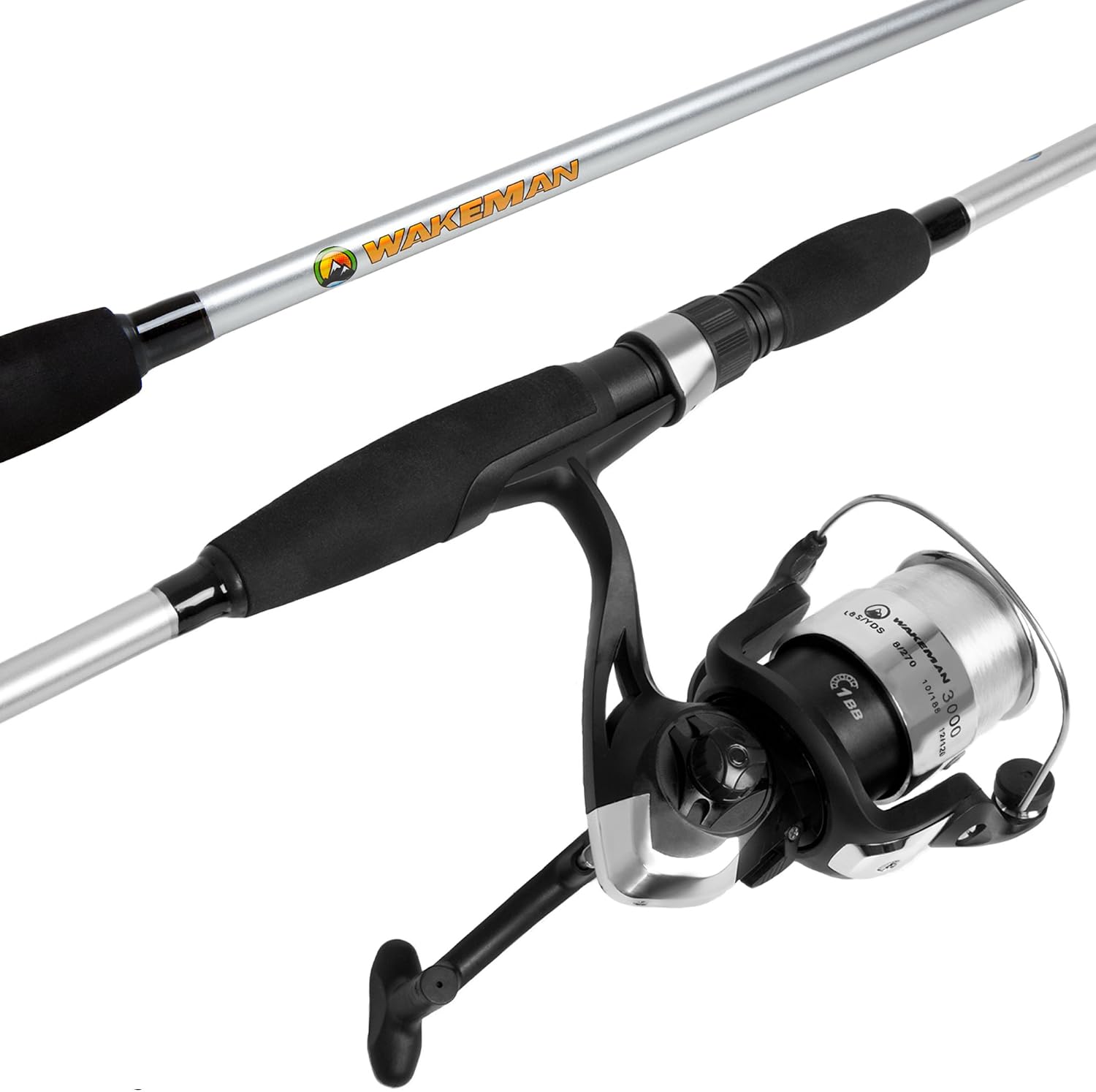 Fiberglass Fishing Pole - Strike Series 78-Inch Collapsible Rod and Spinning Reel Combo, EVA Handle, Pre-Spooled Reel, Fishing Gear for Catching Walleye, Bass, Trout, and More by Wakeman