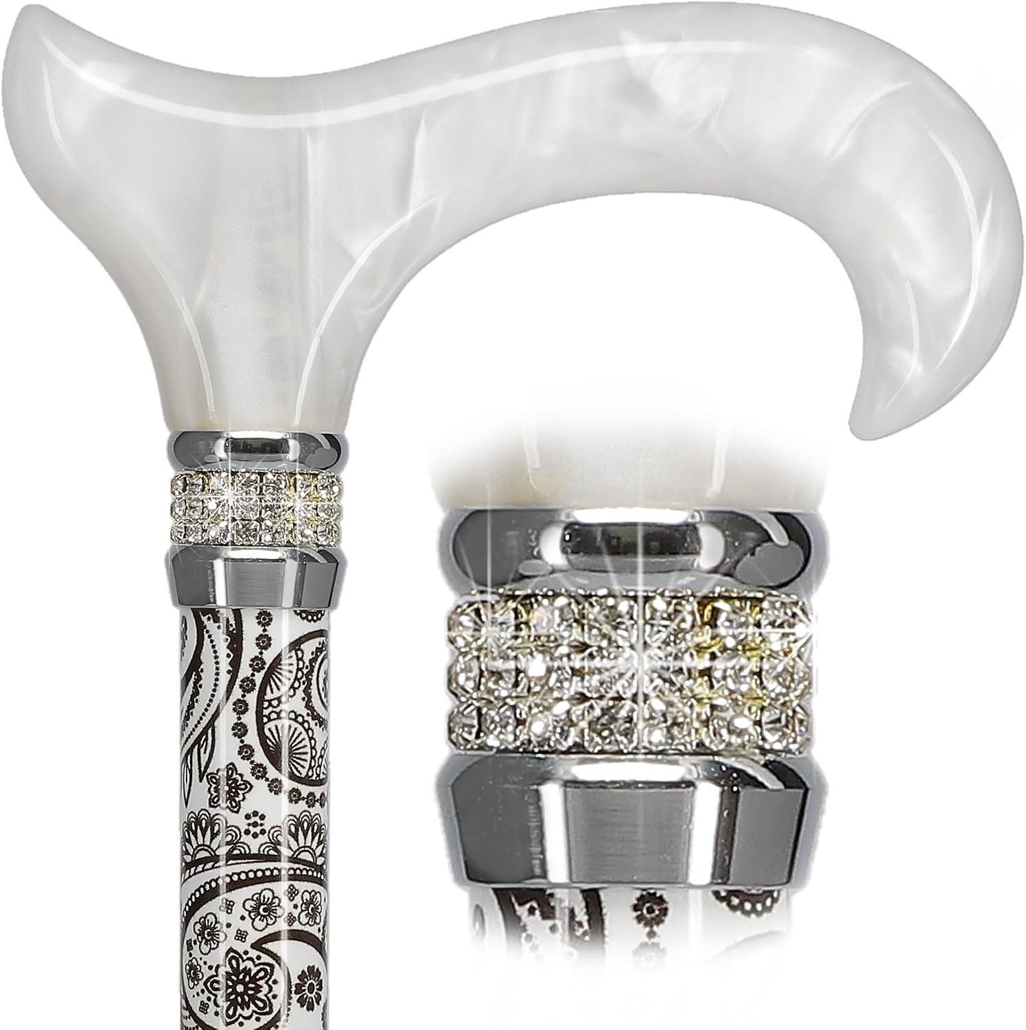 Stylish Walking Sticks – Rhinestone Collar Designer Adjustable Canes Colorful – Best Gift for Men and Women Light Weight Aluminum Shaft & Safe to Walk